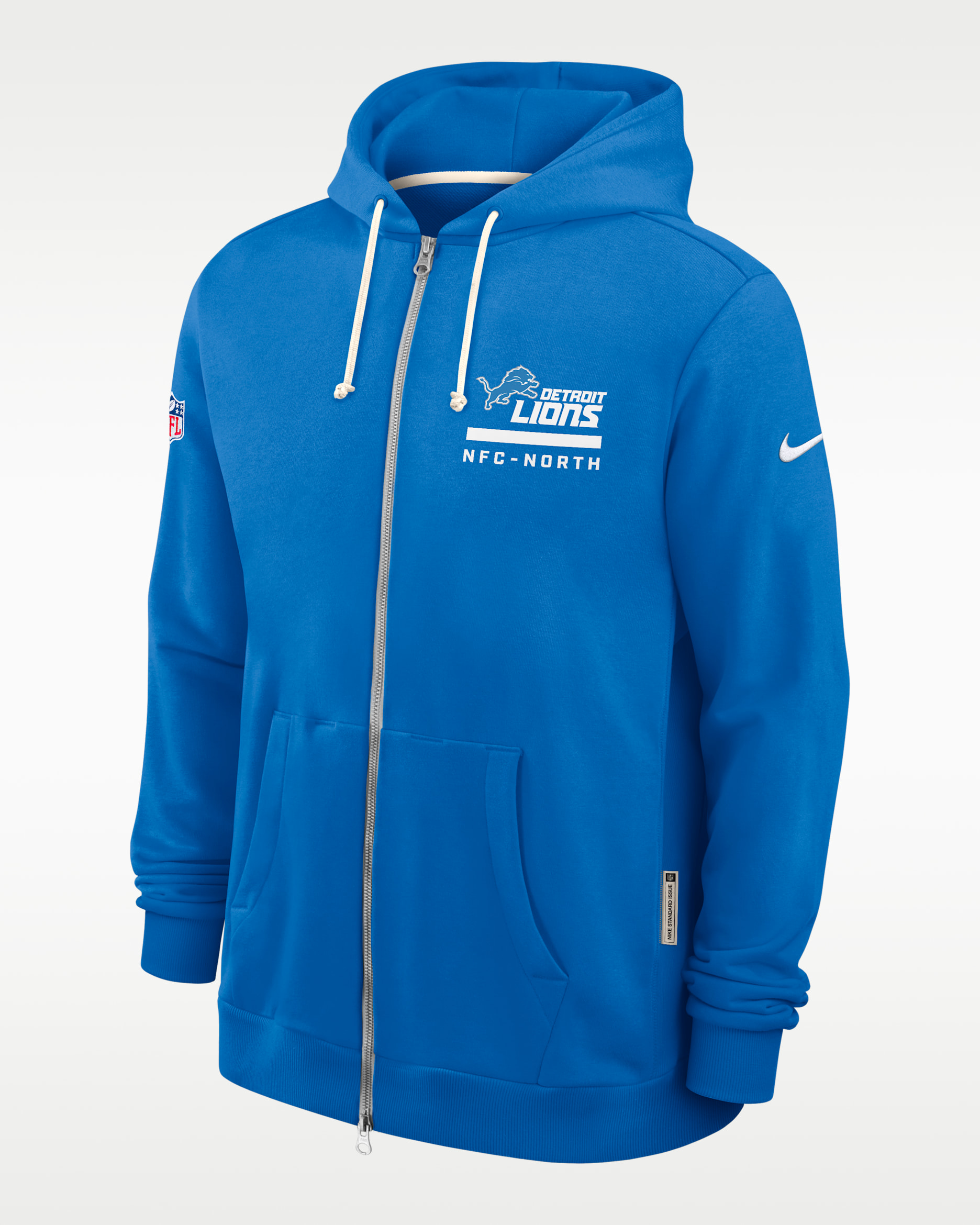 Sudadera con gorro Nike Dri-FIT de la NFL de cierre completo para hombre Detroit Lions Utility Player Sideline - Azul