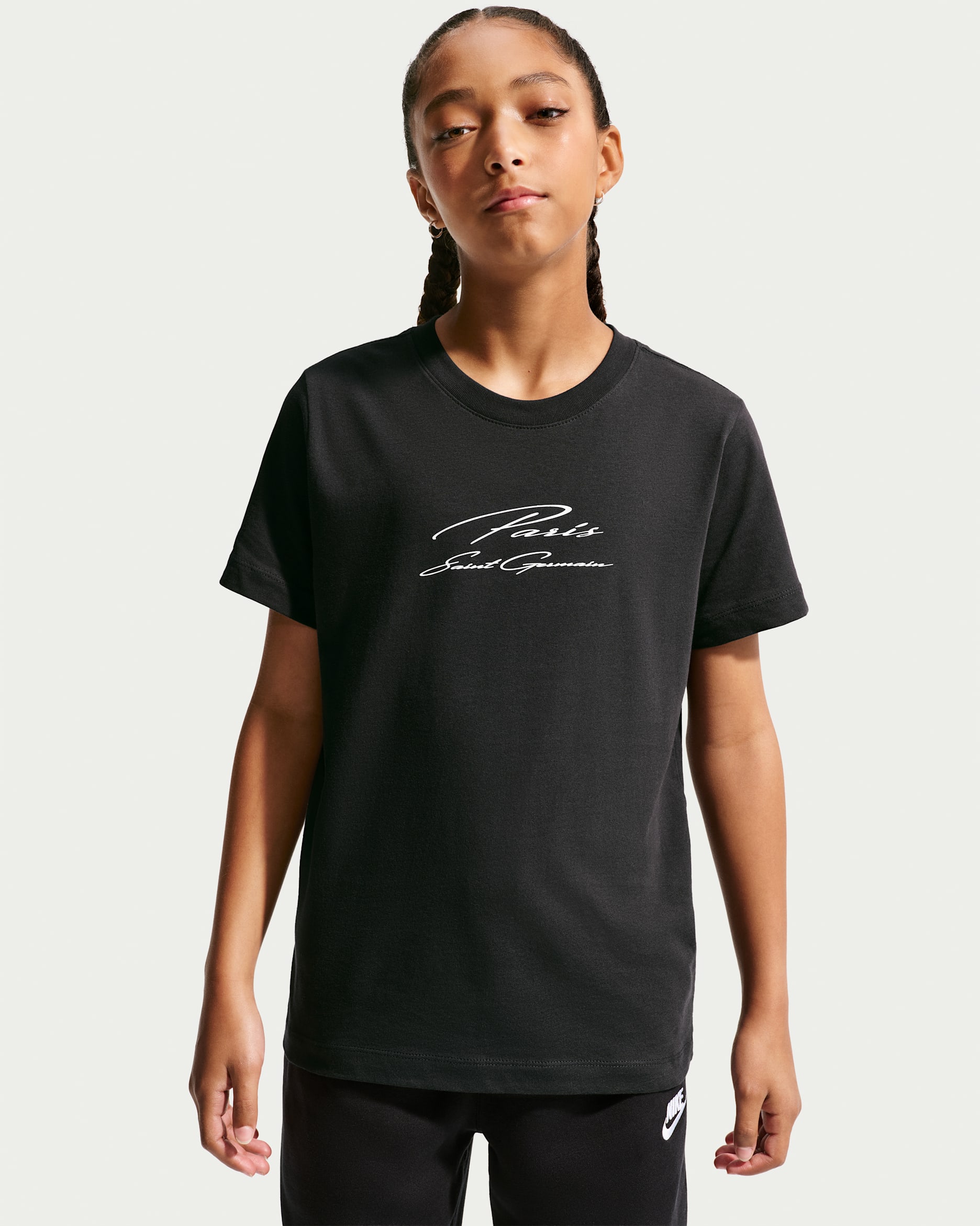 Paris Saint-Germain Premium Nike Fußball-T-Shirt (ältere Kinder) - Schwarz