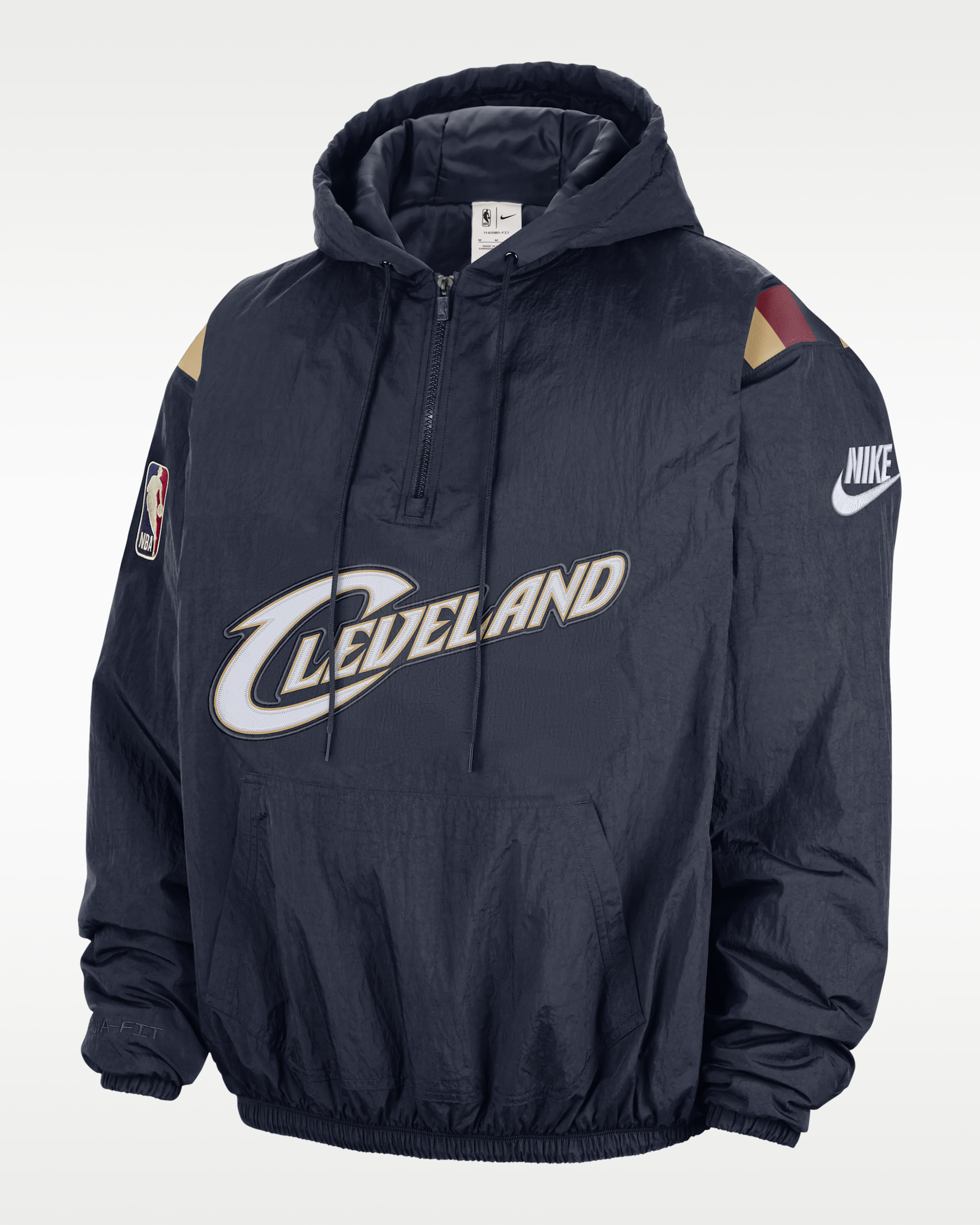 Cleveland Cavaliers Hardwood Classics Men's Nike Therma-FIT NBA 1/2-Zip Hoodie - College Navy/Black