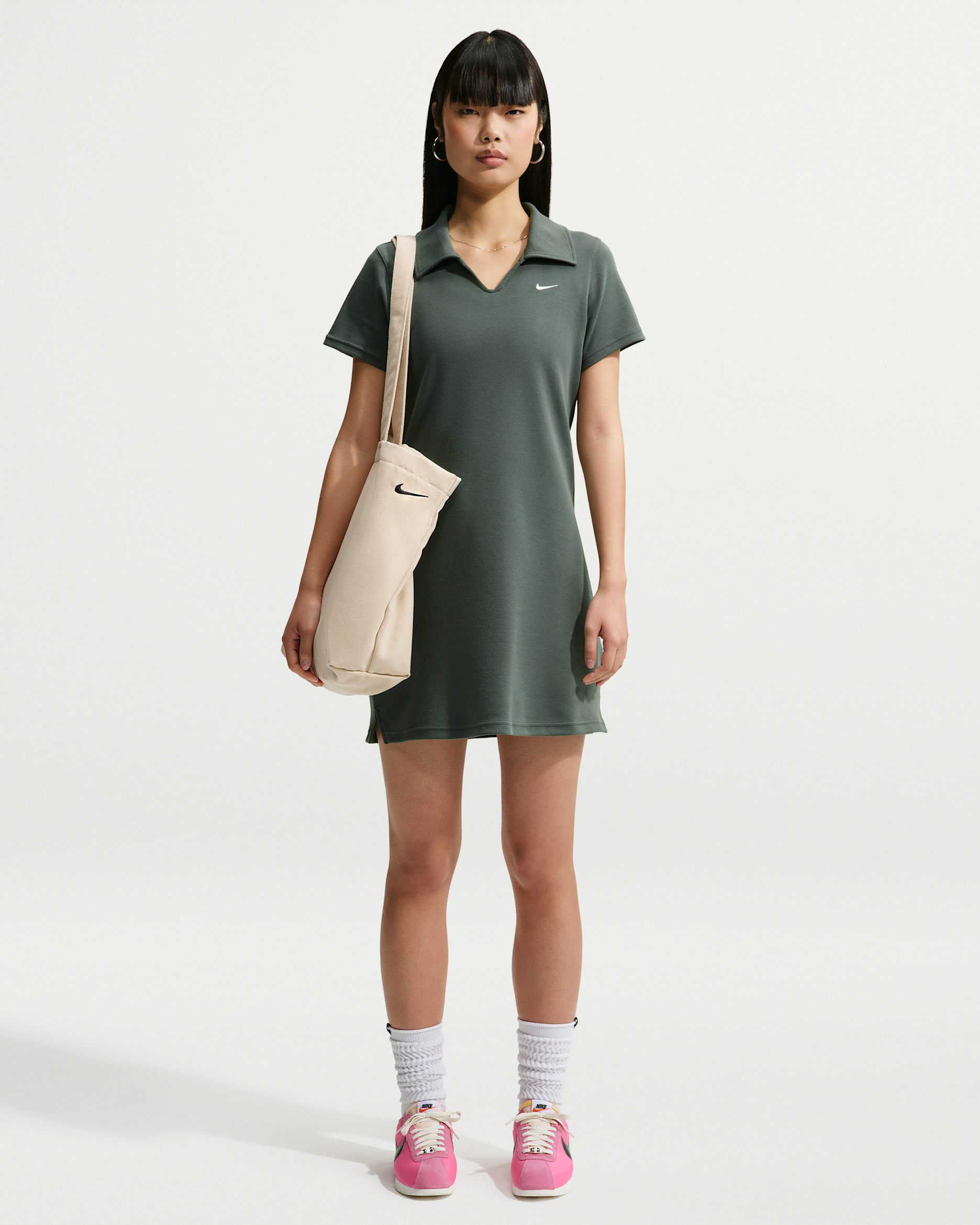 Vestido tipo polo slim para mujer Nike Sportswear Chill Knit - Verde camuflaje/Blanco