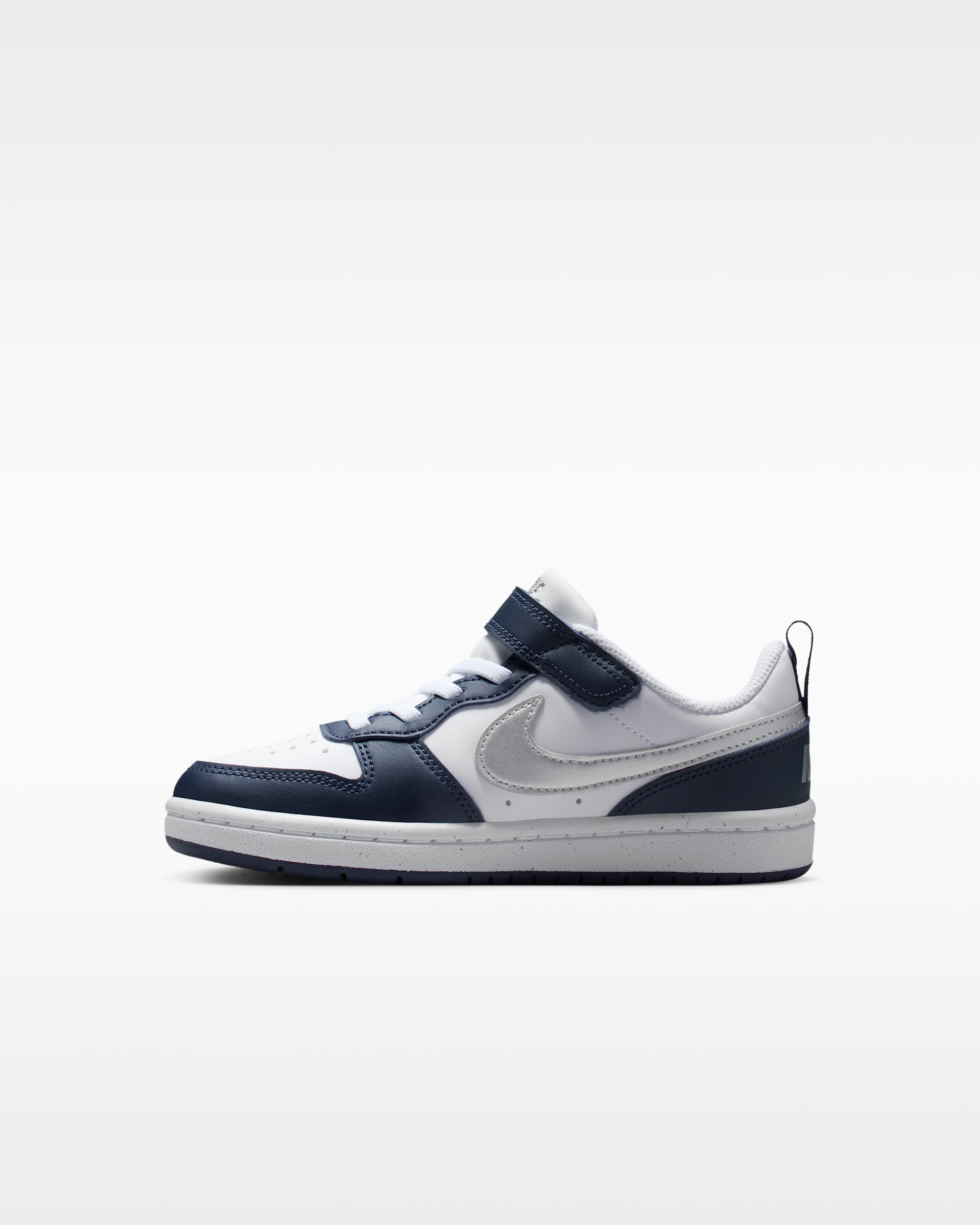 Nike Court Borough Low Recraft Younger Kids' Shoes - White/Deep Night/Midnight Navy/Metallic Silver