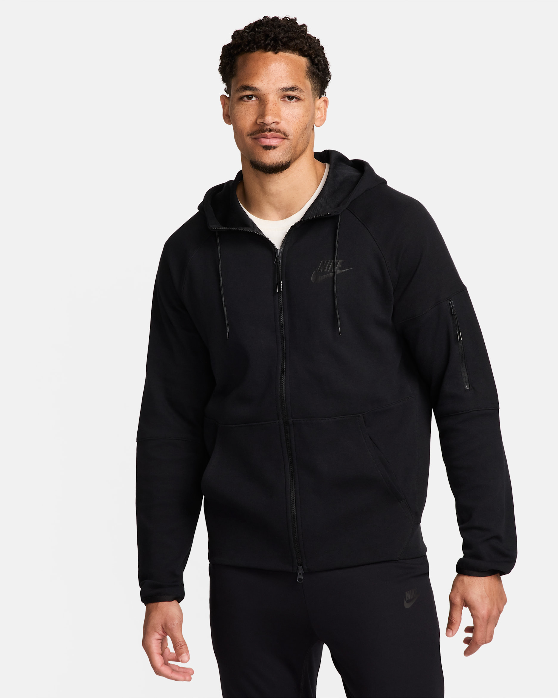 Nike Sportswear Tech Essentials Men's Full-Zip Fleece Hoodie - Black/Black/Black/Black