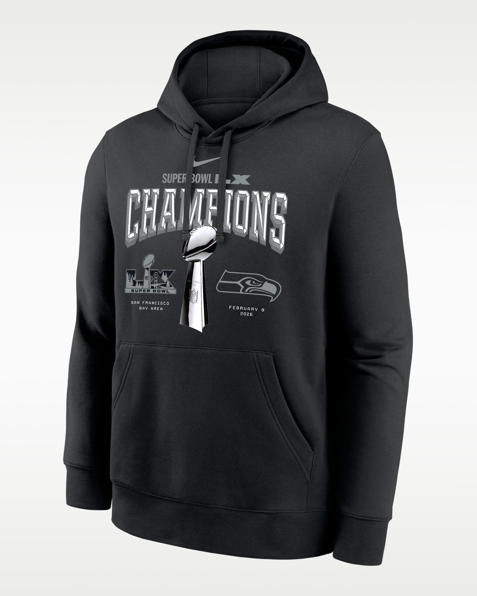 Seattle Seahawks Super Bowl LX Champions Trophy Collection Men's Nike NFL Pullover Hoodie - Black