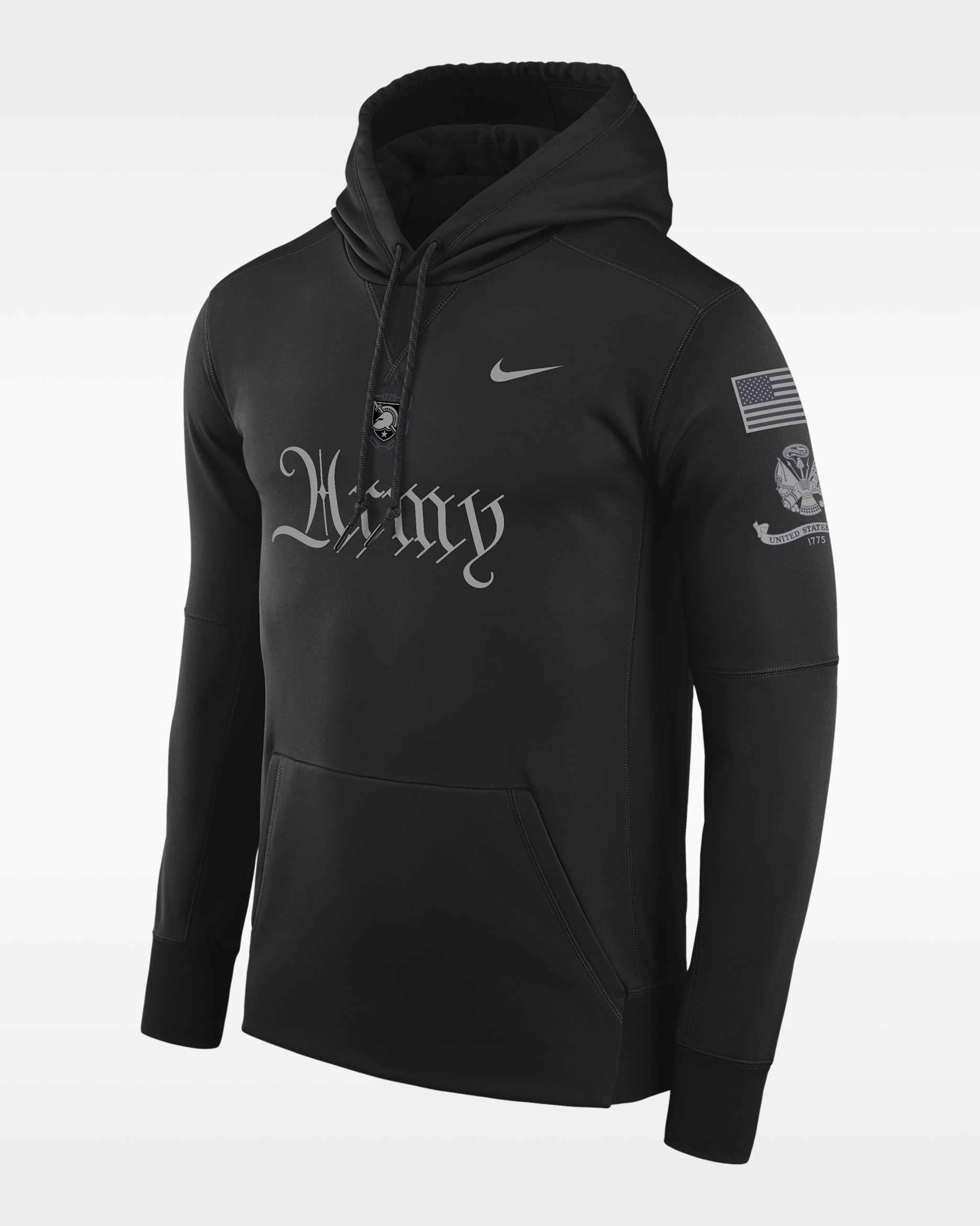 Sudadera con gorro sin cierre universitaria Nike Therma-FIT para hombre Army Rivalry - Negro