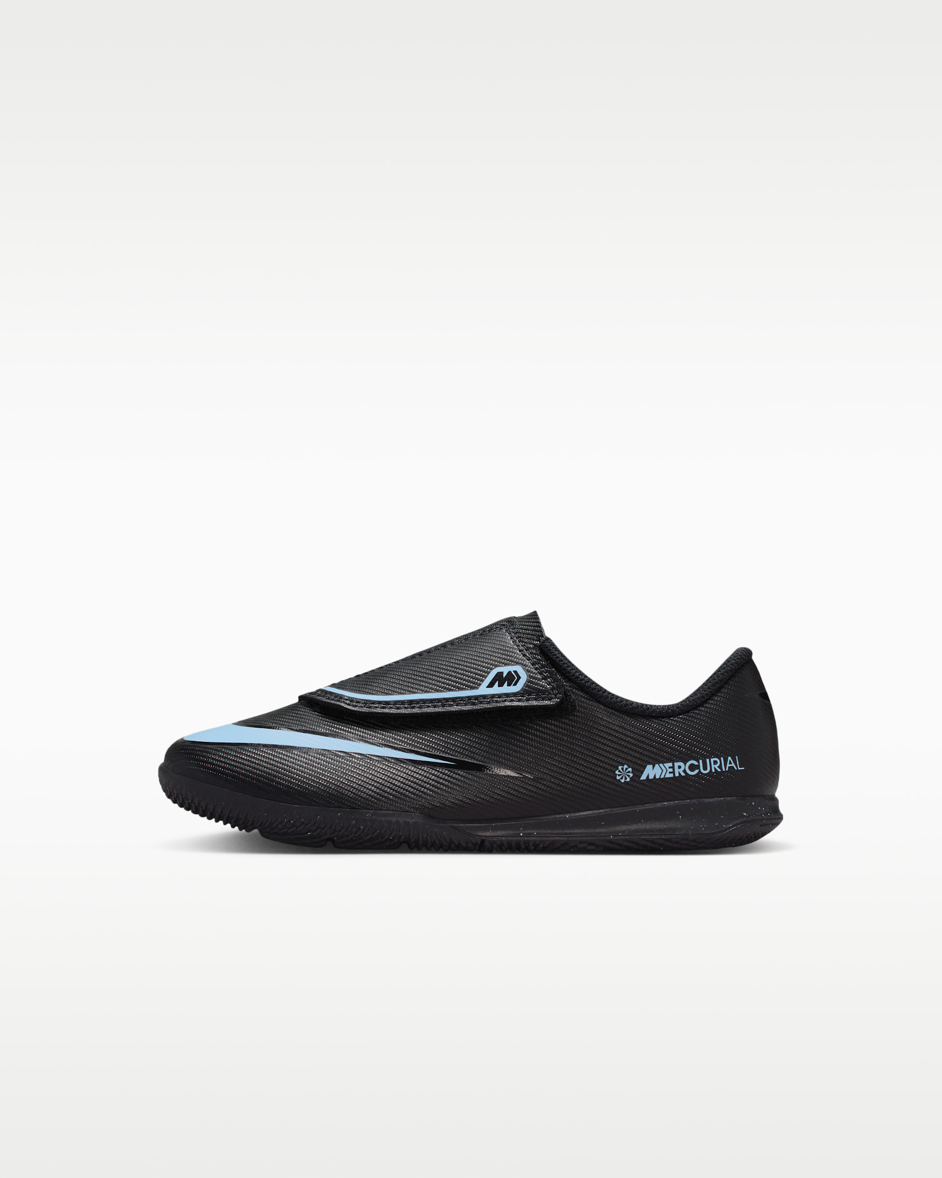 Nike Jr. Mercurial Vapor 16 Club Little Kids' IC Low-Top Soccer Shoes - Black/Ice Blue