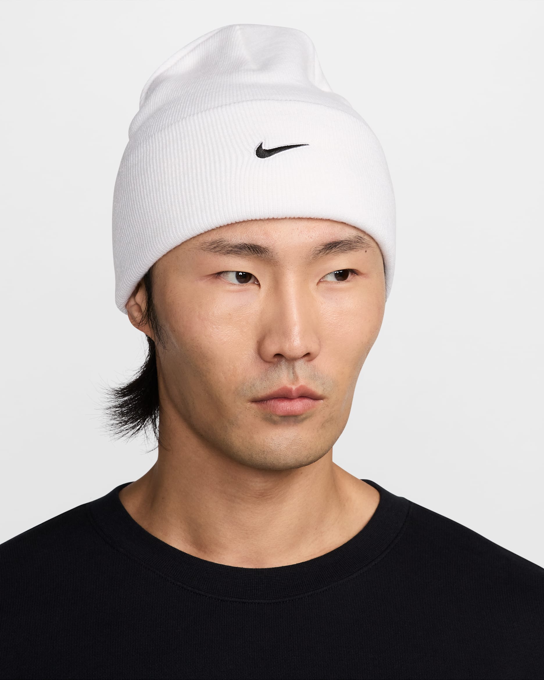 Nike Peak Swoosh Beanie - White/Black