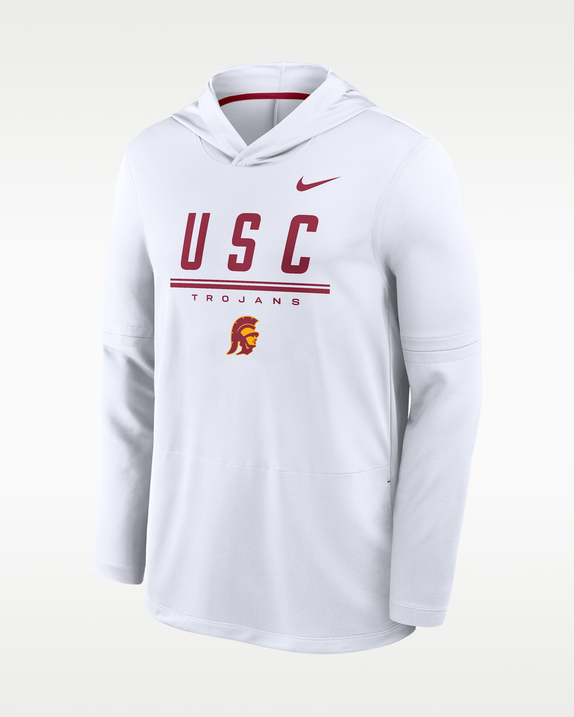 USC Sideline Men's Nike Dri-FIT College Long-Sleeve Hooded Top - White/Team Crimson