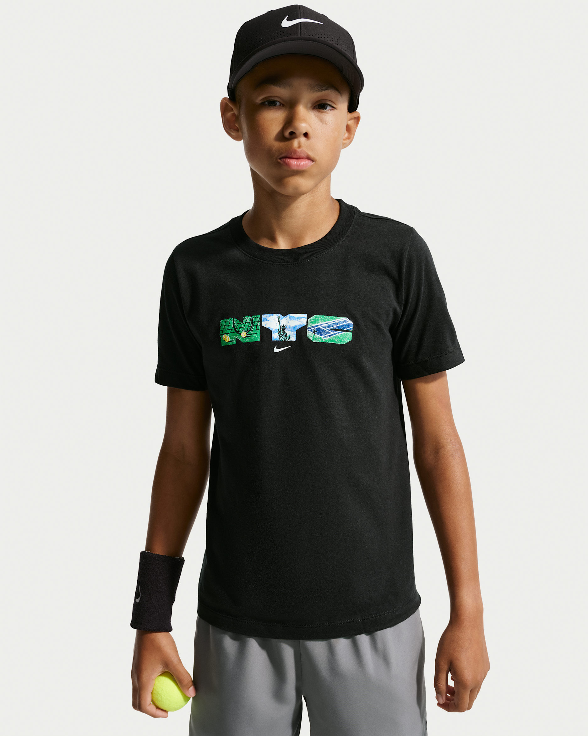 Playera para niño talla grande NikeCourt - Negro