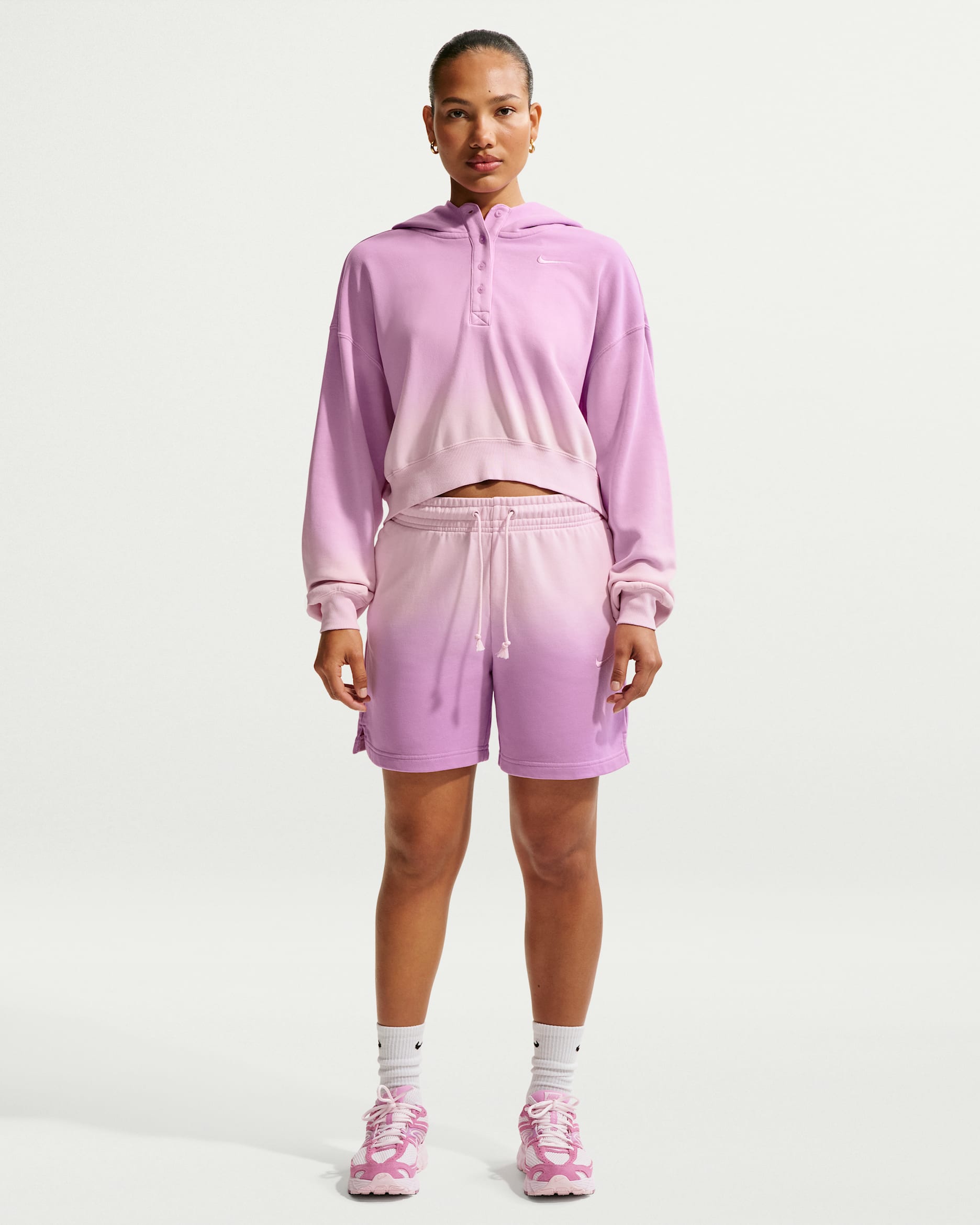 Nike Sportswear Phoenix Fleece Women's Mid-Rise Shorts - Pink Foam/Light Magenta/Light Magenta