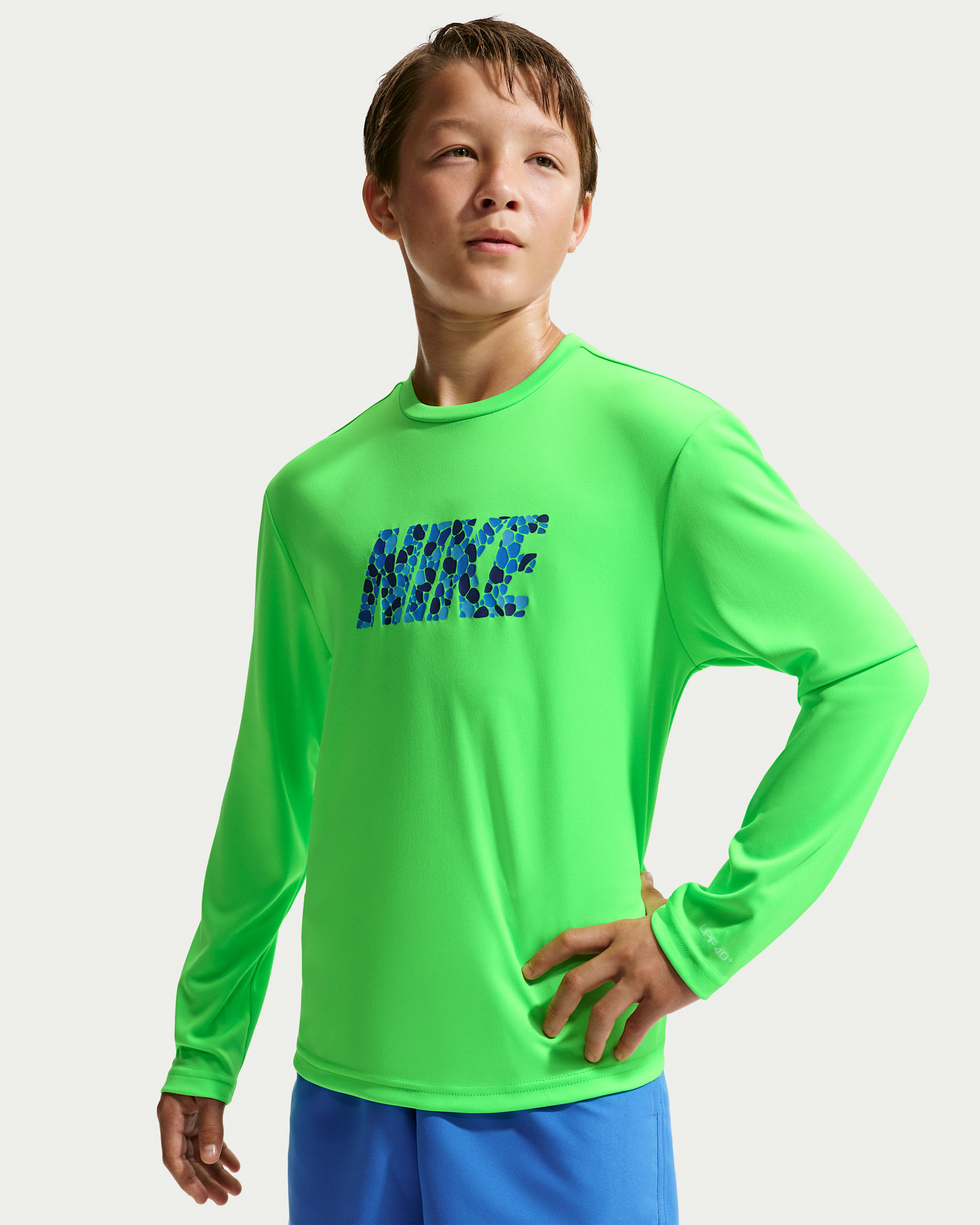 Nike Swim Hydroguard Big Kids' (Boys') Dri-FIT UV Long Sleeve Top - Voltage Green