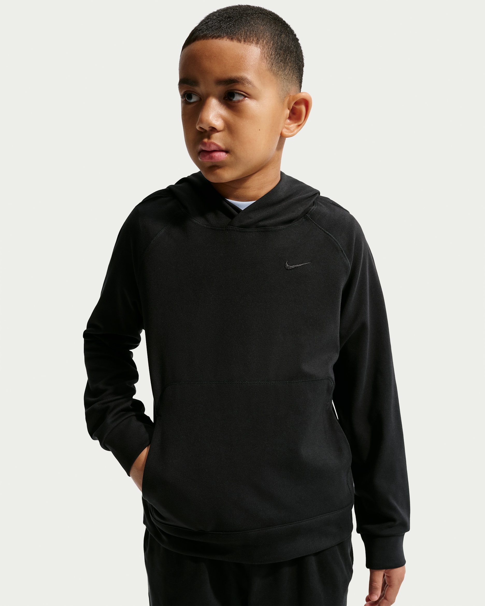 Nike Primary Nanoknit Big Kids' (Boys') Dri-FIT UV Protection Pullover Hoodie - Black/Black