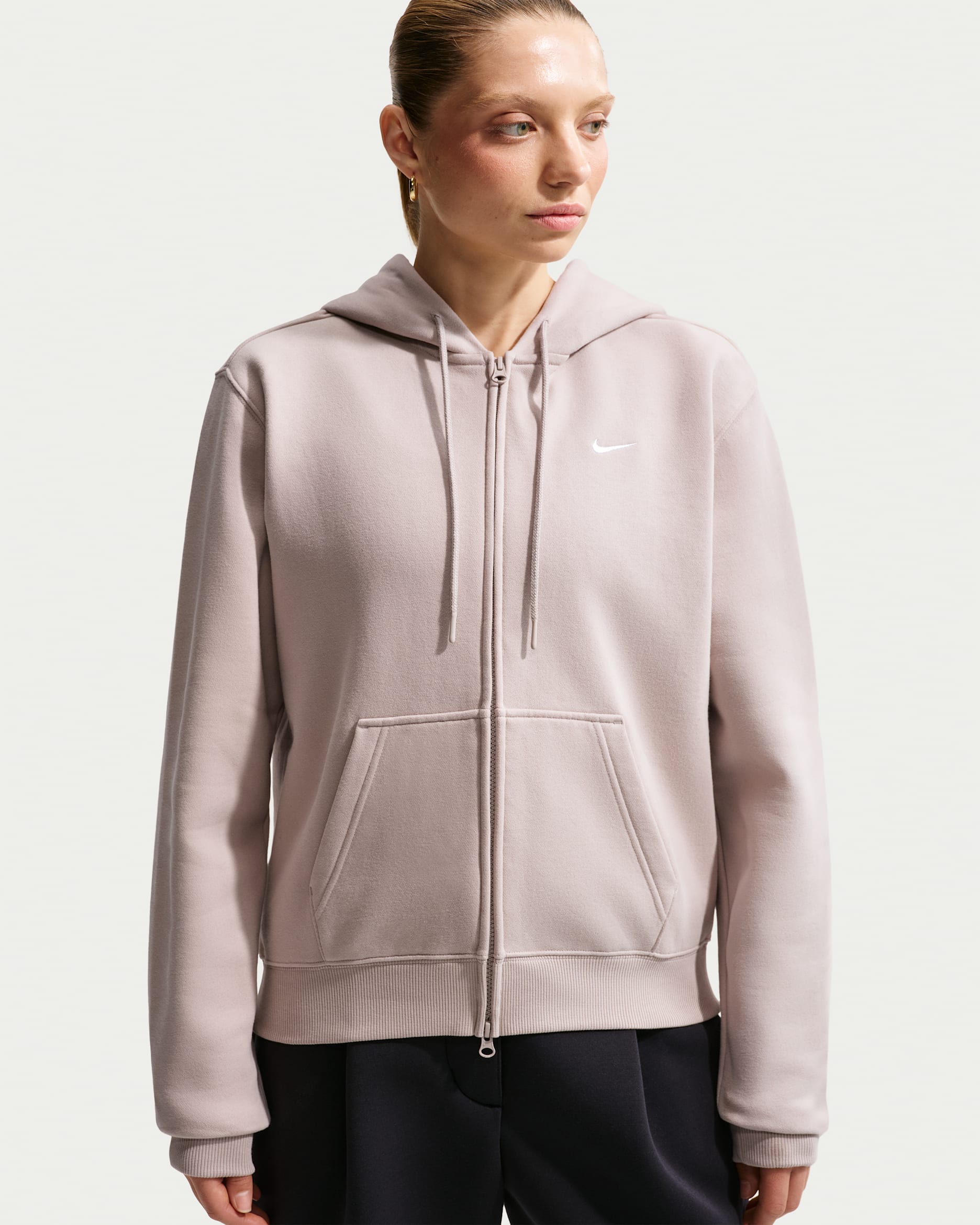 Nike Studio Fleece Medium Weight Sudadera con capucha y cremallera completa - Mujer - Crema II/Sail