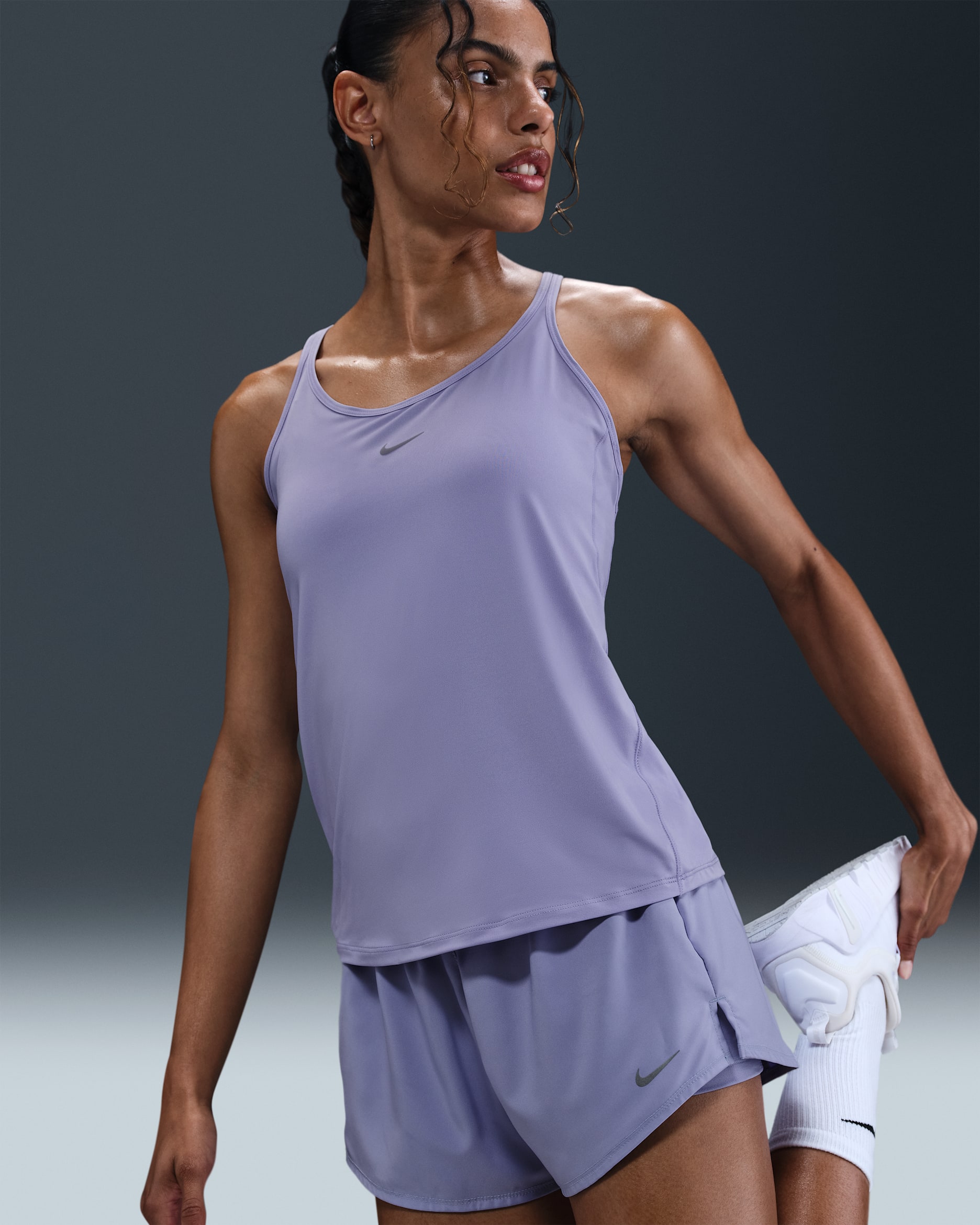 Nike One Classic Women's Dri-FIT Strappy Tank Top - Lilac Ice/Black