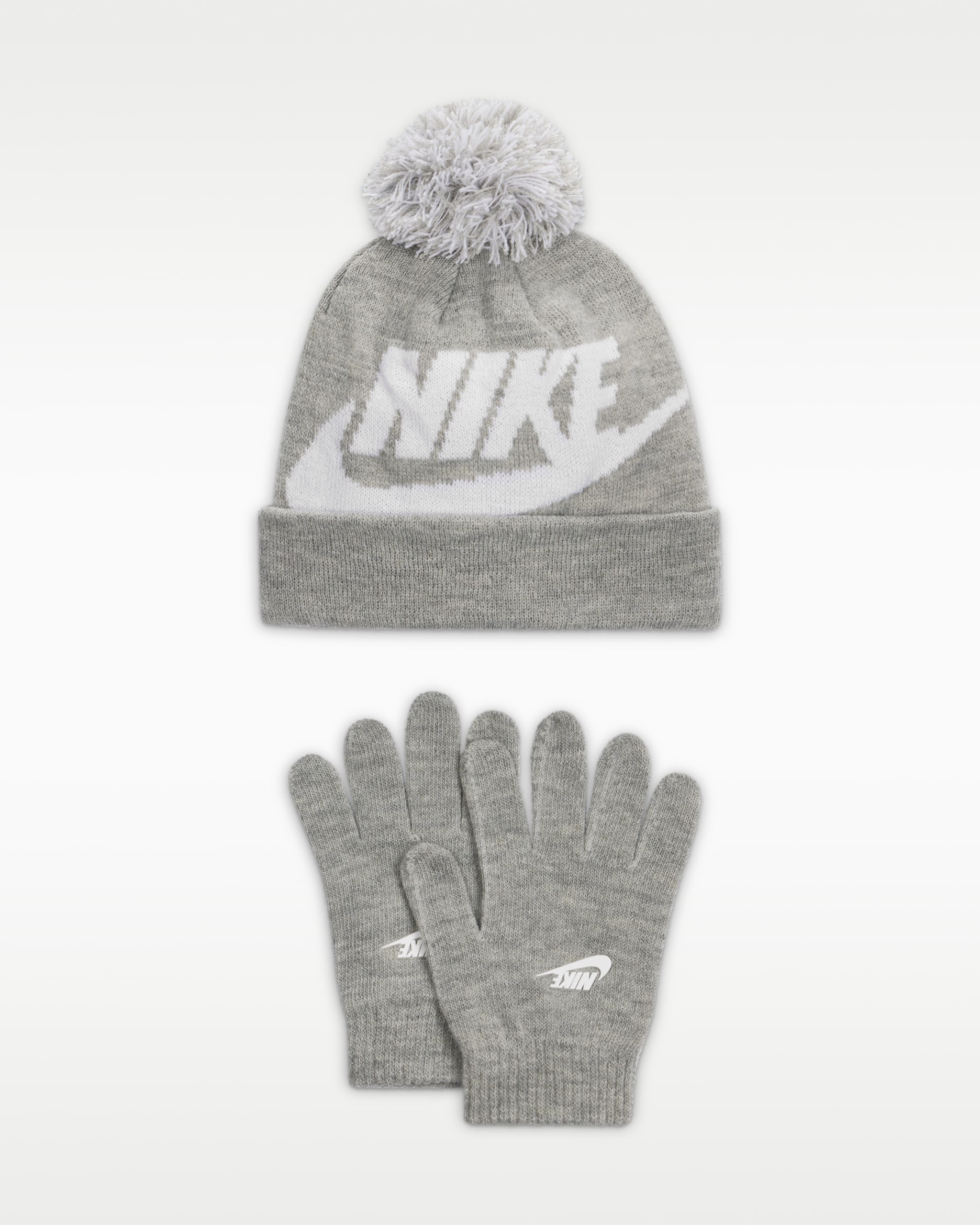 Nike Younger Kids' 2-Piece Beanie and Gloves Set - Dark Grey Heather