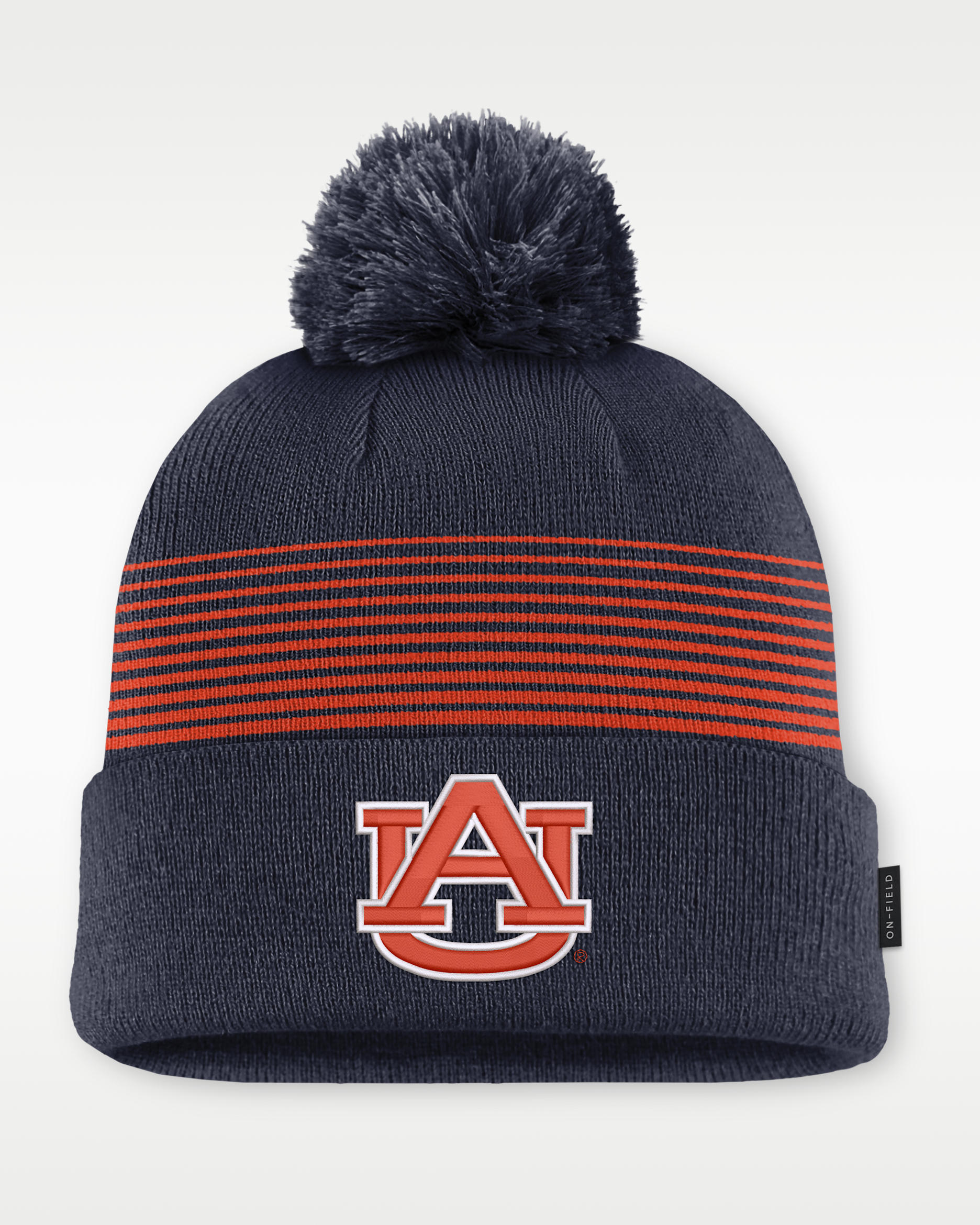 Auburn Sideline Peak Men's Nike College Cuffed Pom Beanie - College Navy/Team Orange