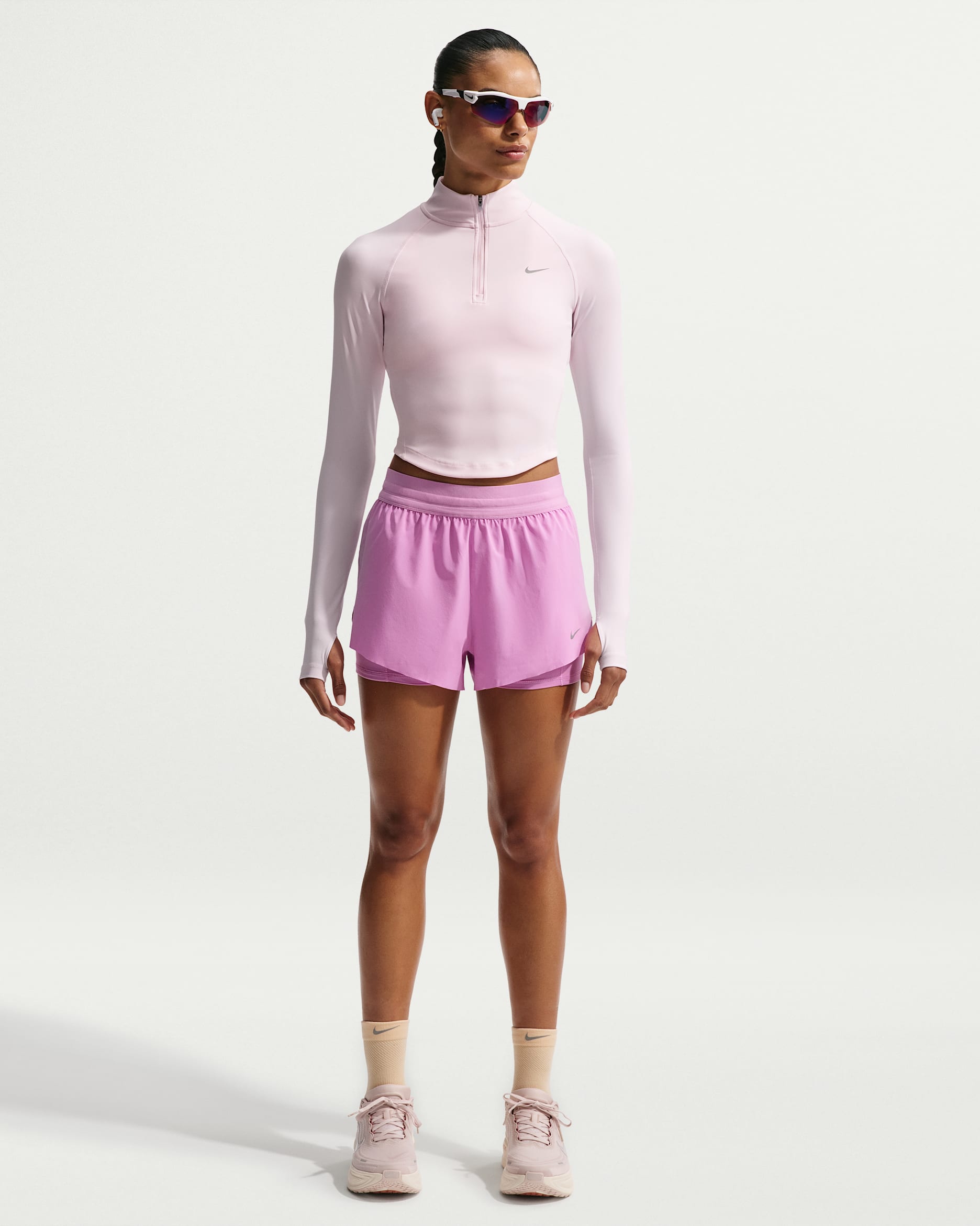 Nike Swift Women's Dri-FIT Mid-Rise 2-in-1 Running Shorts - Light Magenta/Tattoo