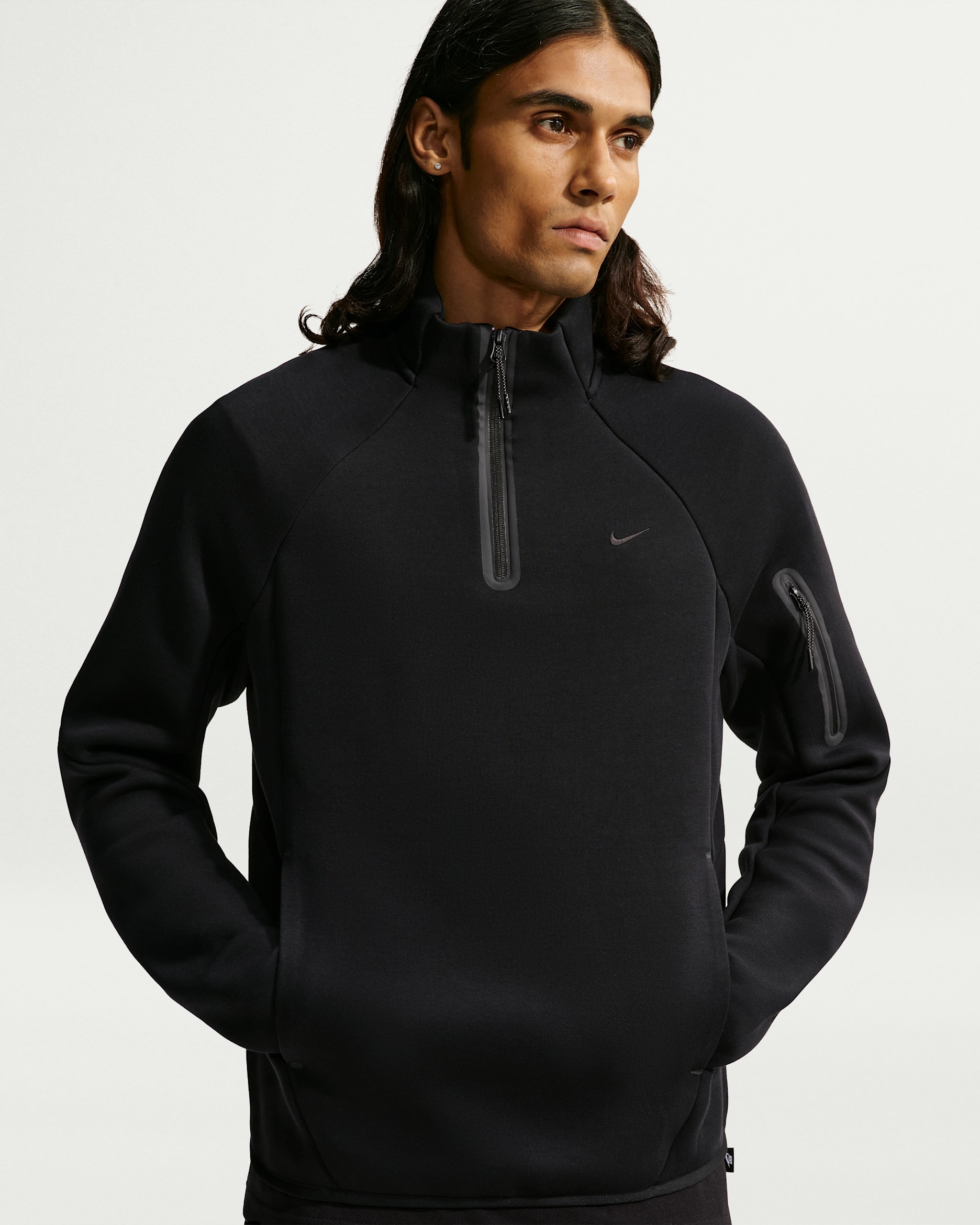 Nike Tech Men's Fleece Quarter-Zip Top - Black/Black