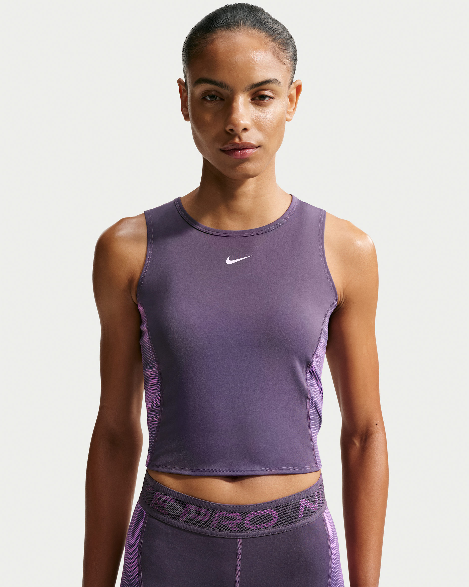 Camiseta de tirantes Dri-FIT para mujer Nike Pro - Pasa oscuro/Magenta claro/Blanco