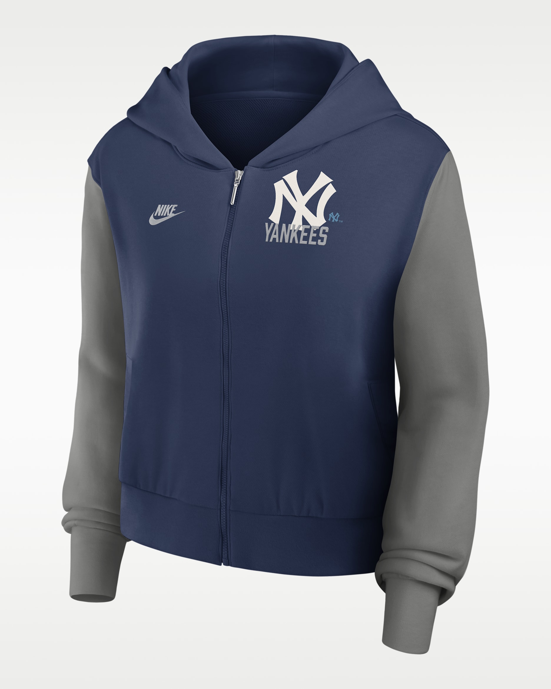 Sudadera con gorro de cierre completo Nike de la MLB para mujer New York Yankees Cooperstown - Azul marino universitario