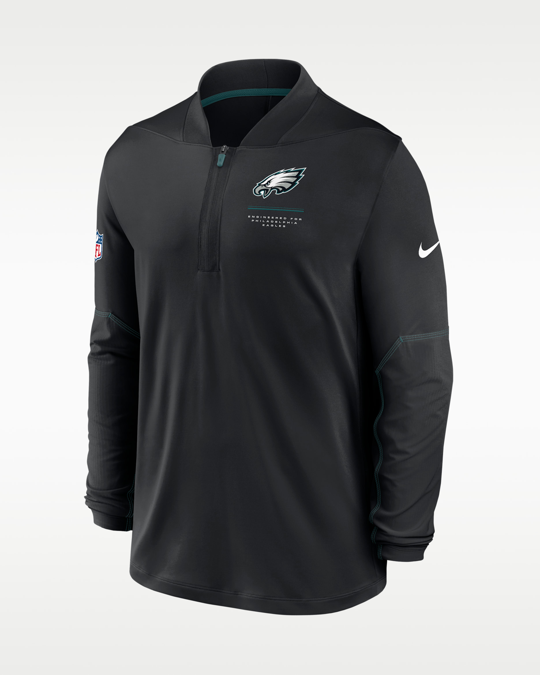 Playera Nike Dri-FIT de la NFL de medio cierre para hombre Philadelphia Eagles Sideline - Negro