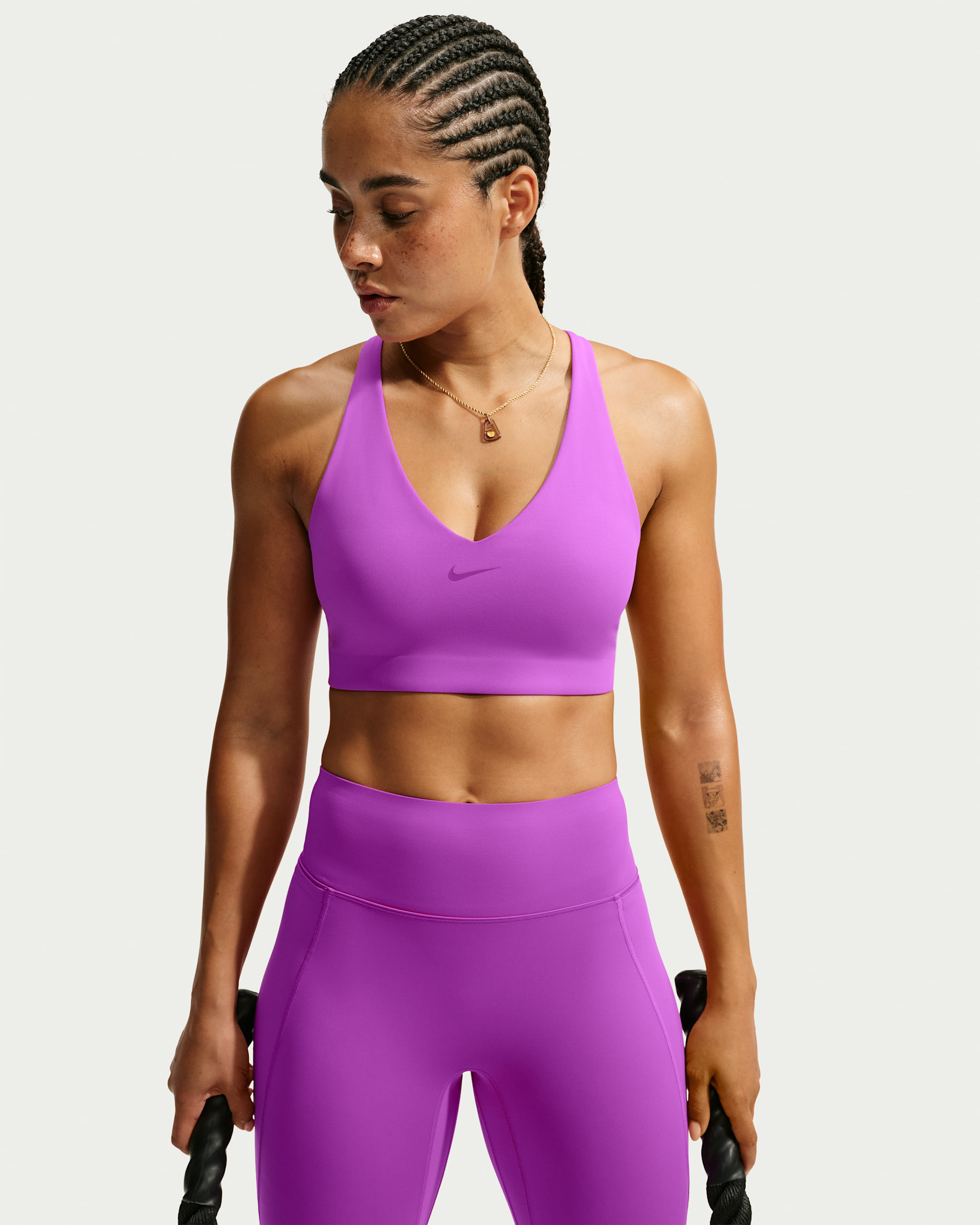 Nike Universa Women's Medium-Support Padded Sport Bra - Vivid Purple/Vivid Purple/Bold Berry
