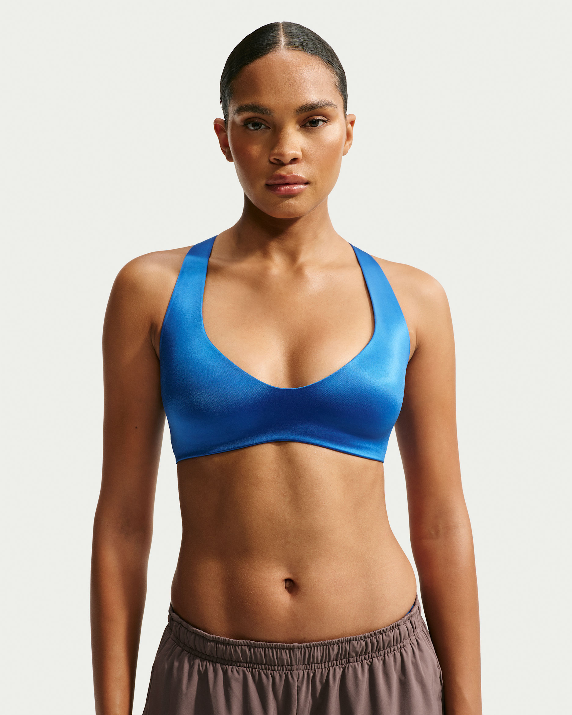 NikeSKIMS Satin Shine Sport-BH mit tiefem Ausschnitt - NSKM Cobalt/NSKM Cobalt