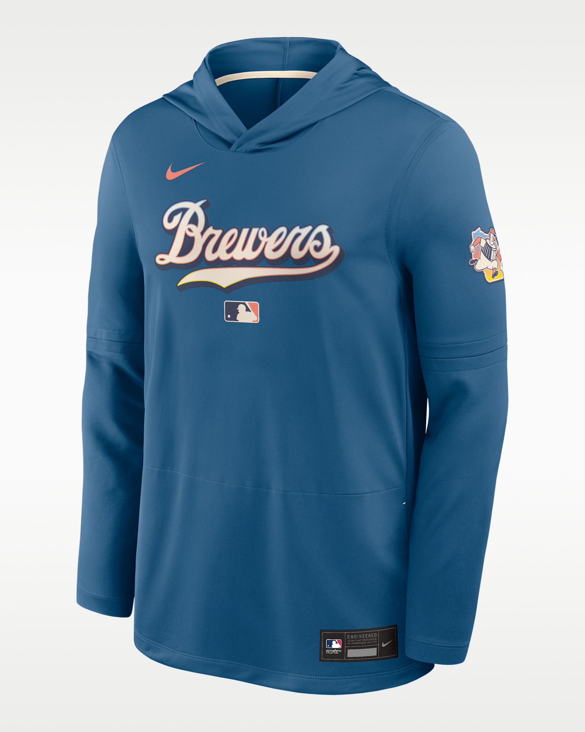 Milwaukee Brewers City Connect Men's Nike Dri-FIT MLB Long-Sleeve Hooded Top - Blue