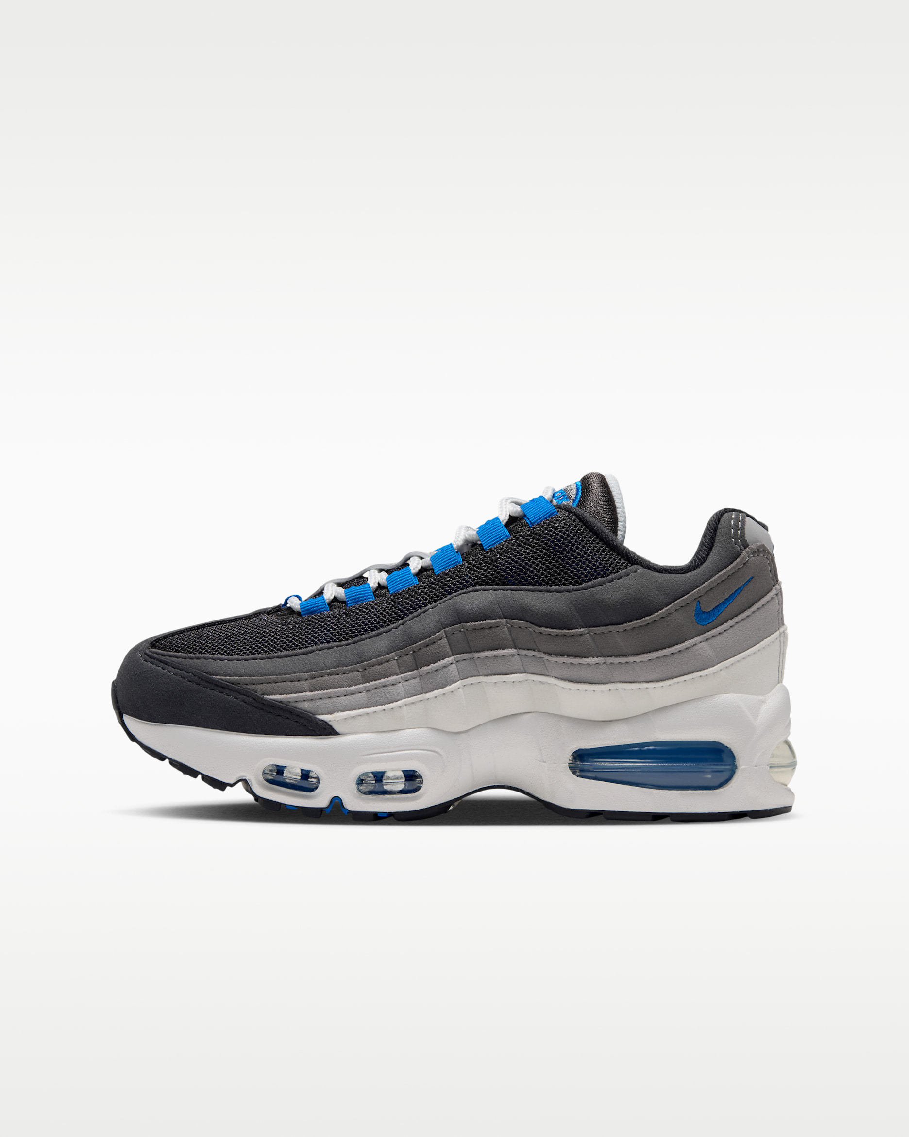 Nike Air Max 95 Big Bubble Big Kids' Shoes - Anthracite/Light Graphite/Light Charcoal/Blue Spark