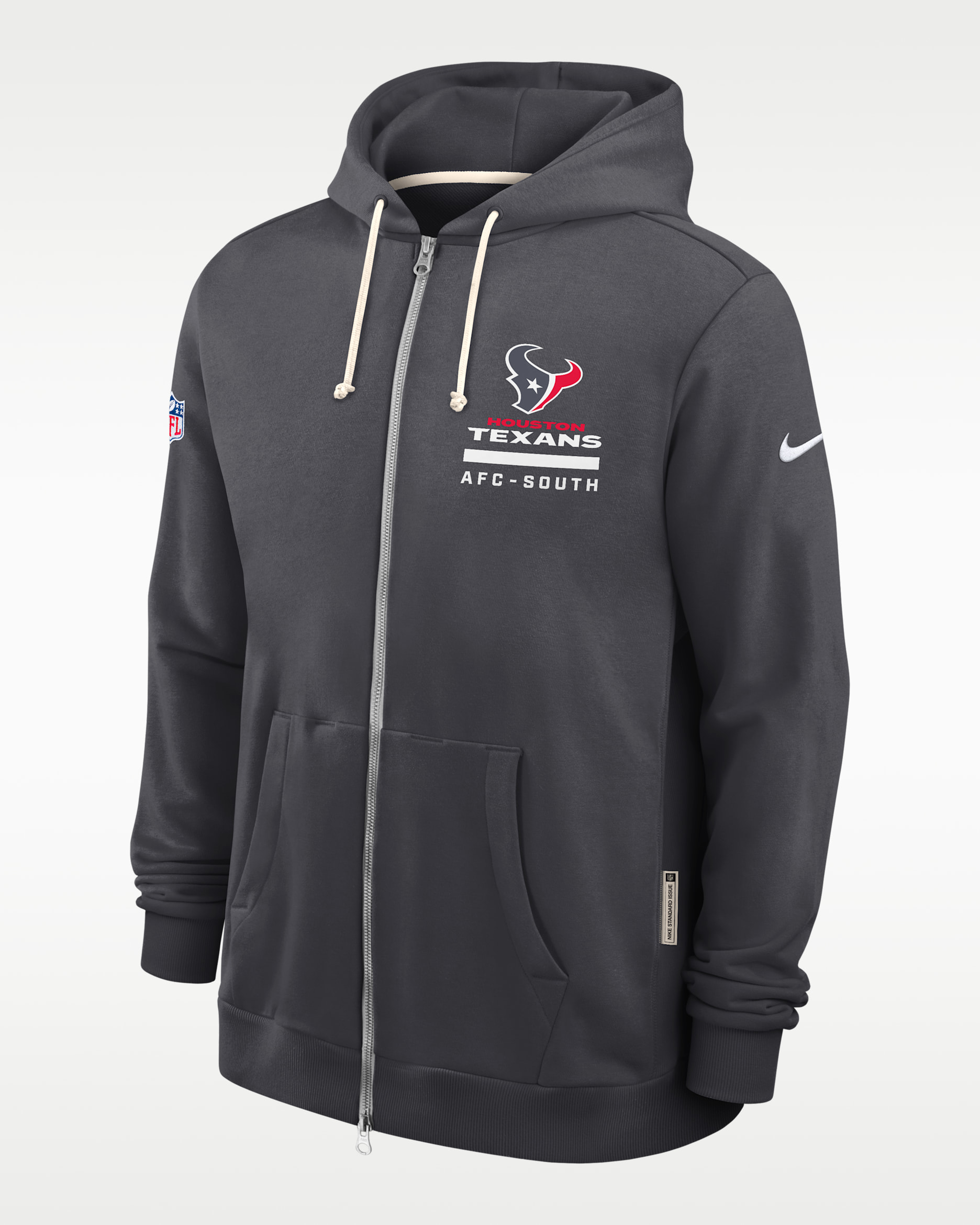 Sudadera con gorro Nike Dri-FIT de la NFL de cierre completo para hombre Houston Texans Utility Player Sideline - Antracita
