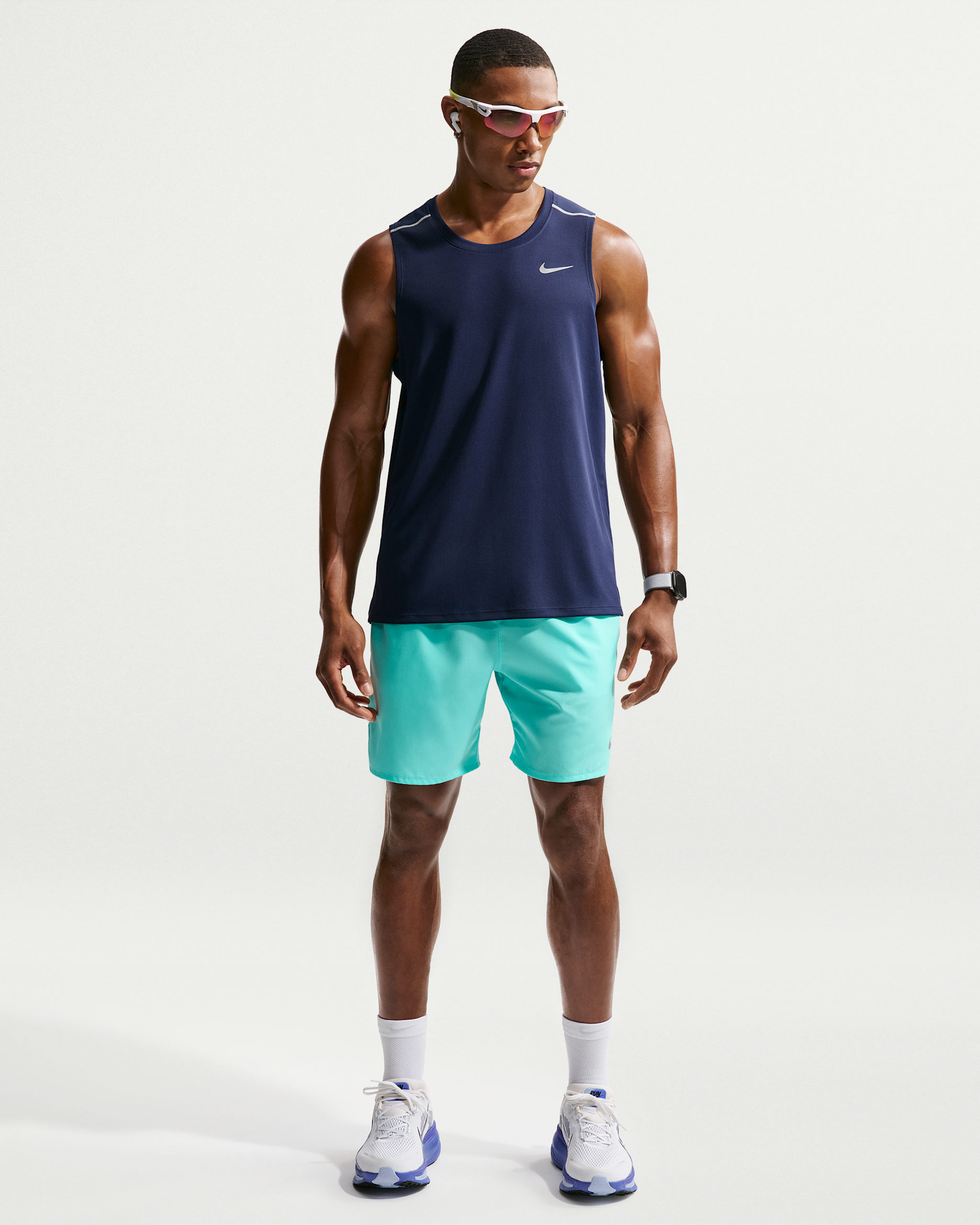 Short de running avec sous-short intégré 18 cm Dri-FIT Nike Challenger pour homme - Hyper Turquoise/Midnight Navy