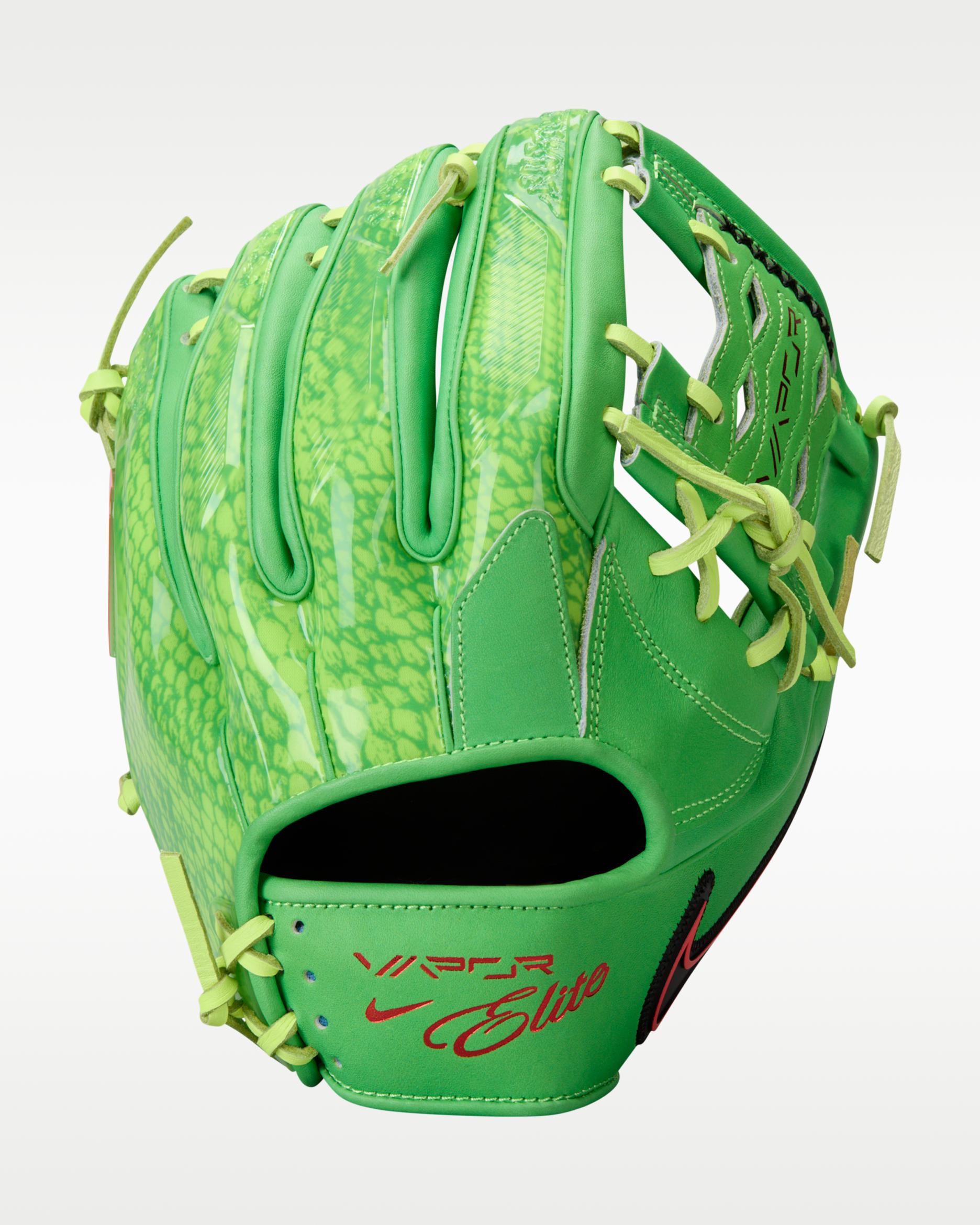 Nike Vapor Elite Baseball Infield Snake Eyes Web Fielding Glove - Right Hand Throw - Green Apple/Volt/Black