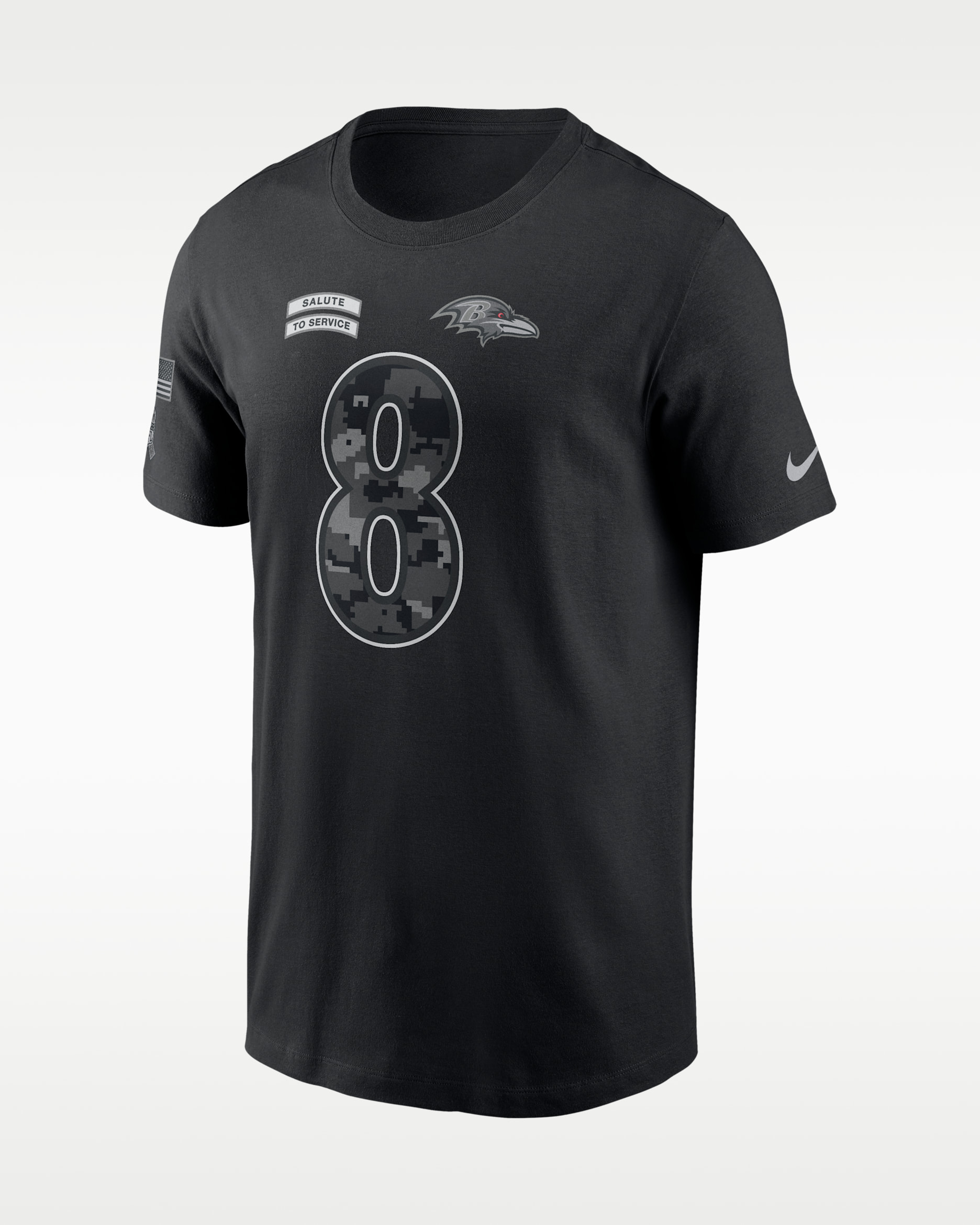 Playera Nike de la NFL para hombre Lamar Jackson Baltimore Ravens Salute to Service - Negro