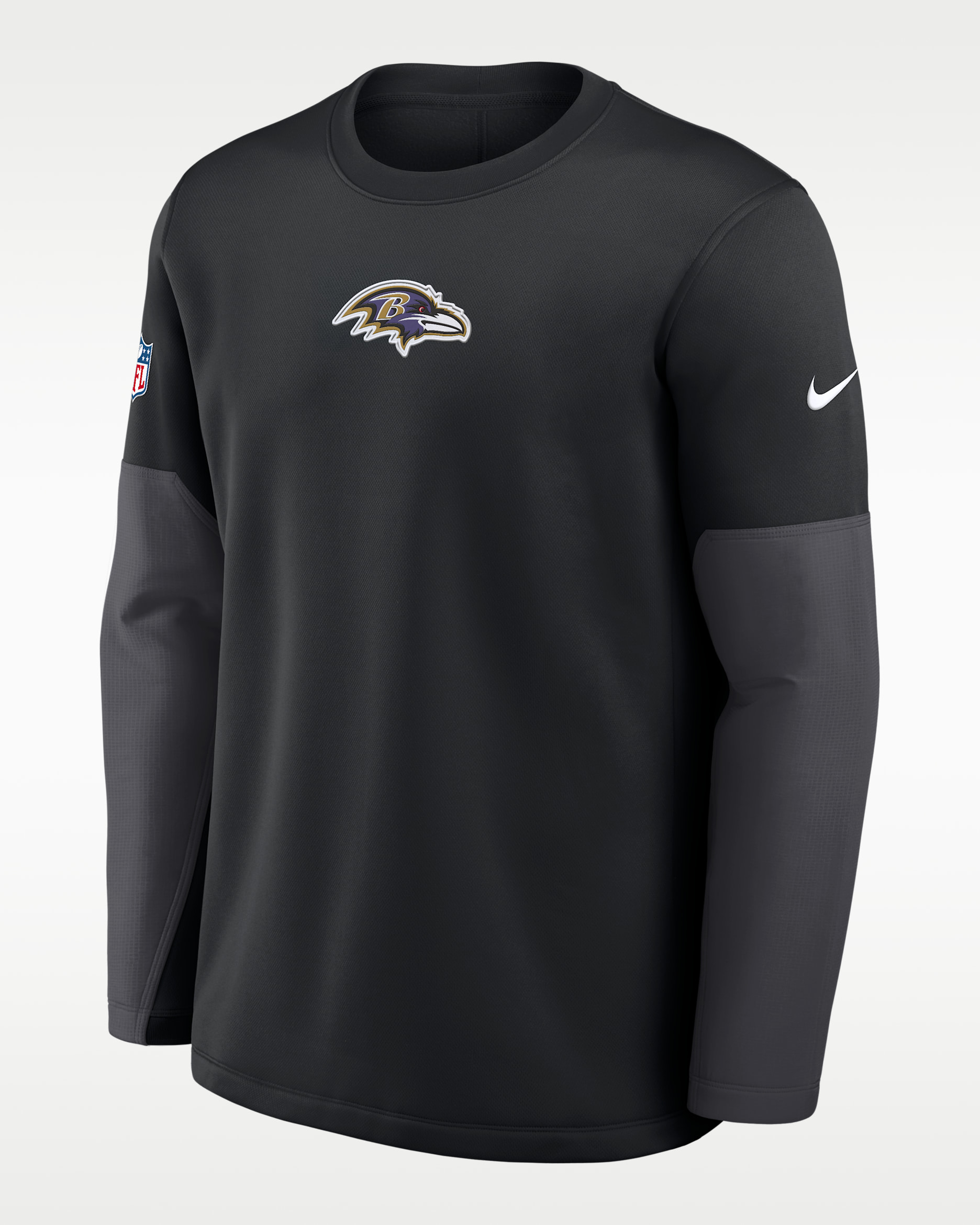 Playera de manga larga Nike Therma-FIT de la NFL para hombre Baltimore Ravens Scripted To Win Sideline Coach - Negro