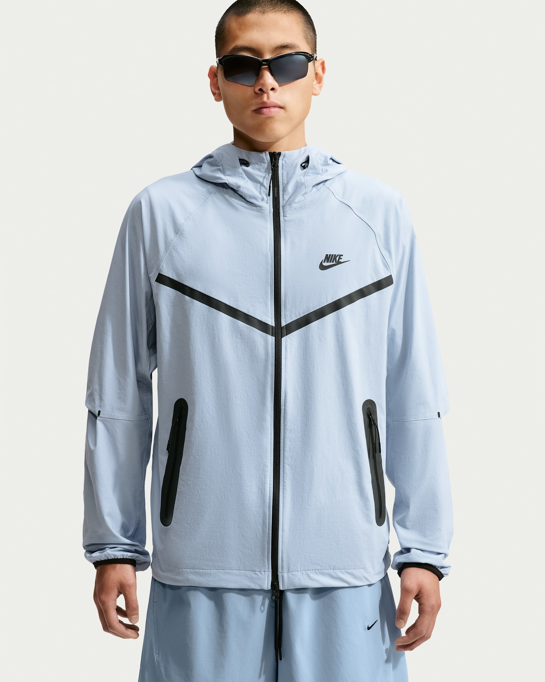 Nike Tech Men's Dri-FIT Woven Full-Zip Windrunner Jacket - Light Armory Blue/Light Armory Blue/Black