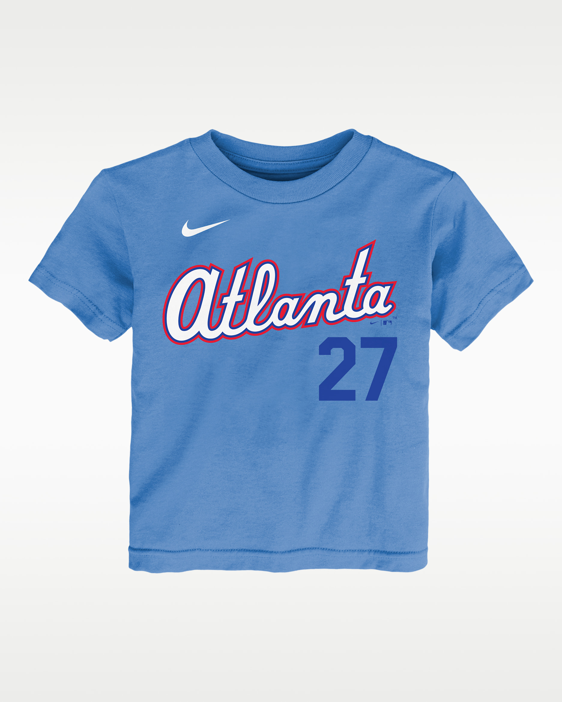 Playera Nike de la MLB infantil Austin Riley, Atlanta Braves, City Connect - Azul claro