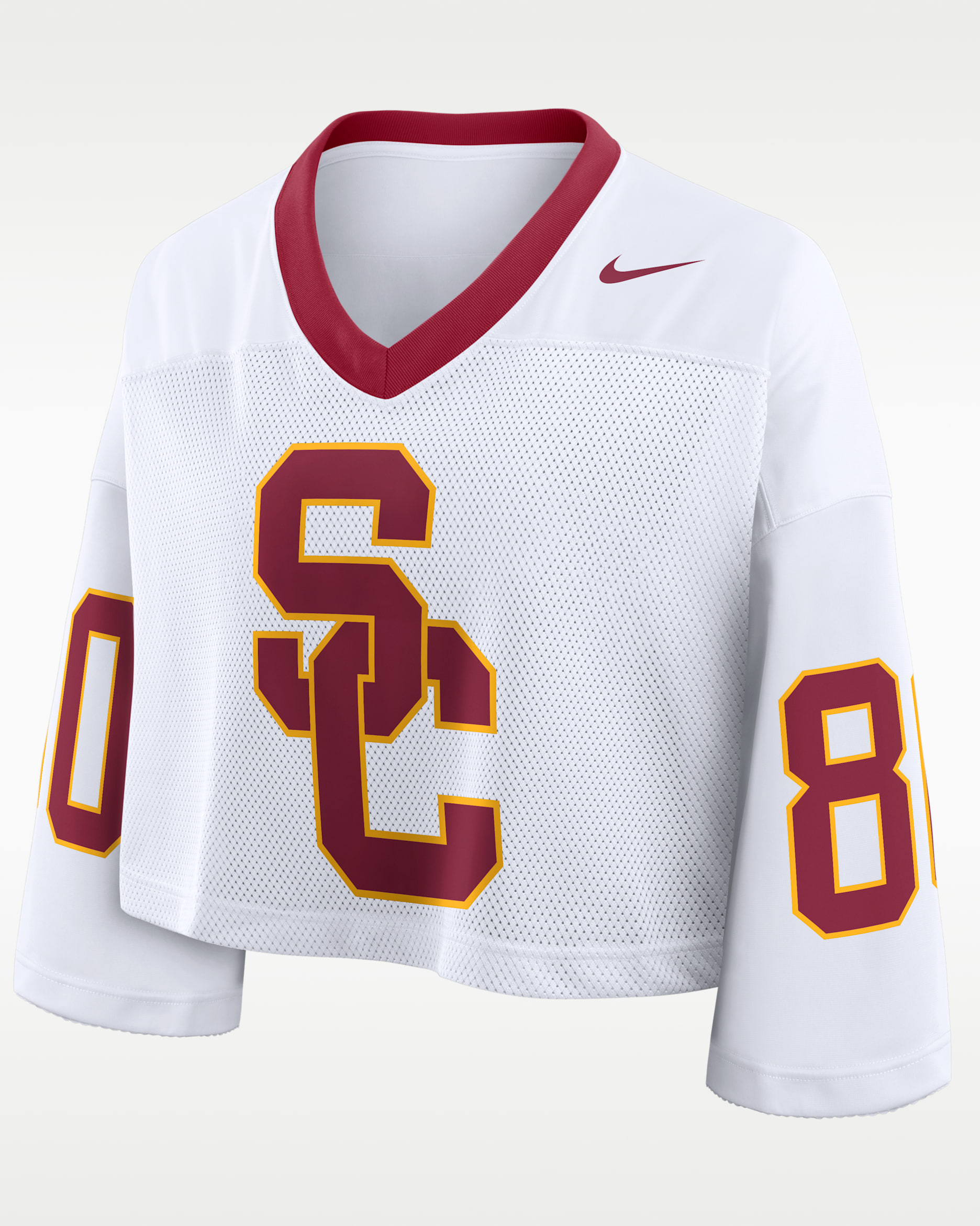 USC Logo Women's Nike Dri-FIT College Cropped Jersey - White/Team Crimson