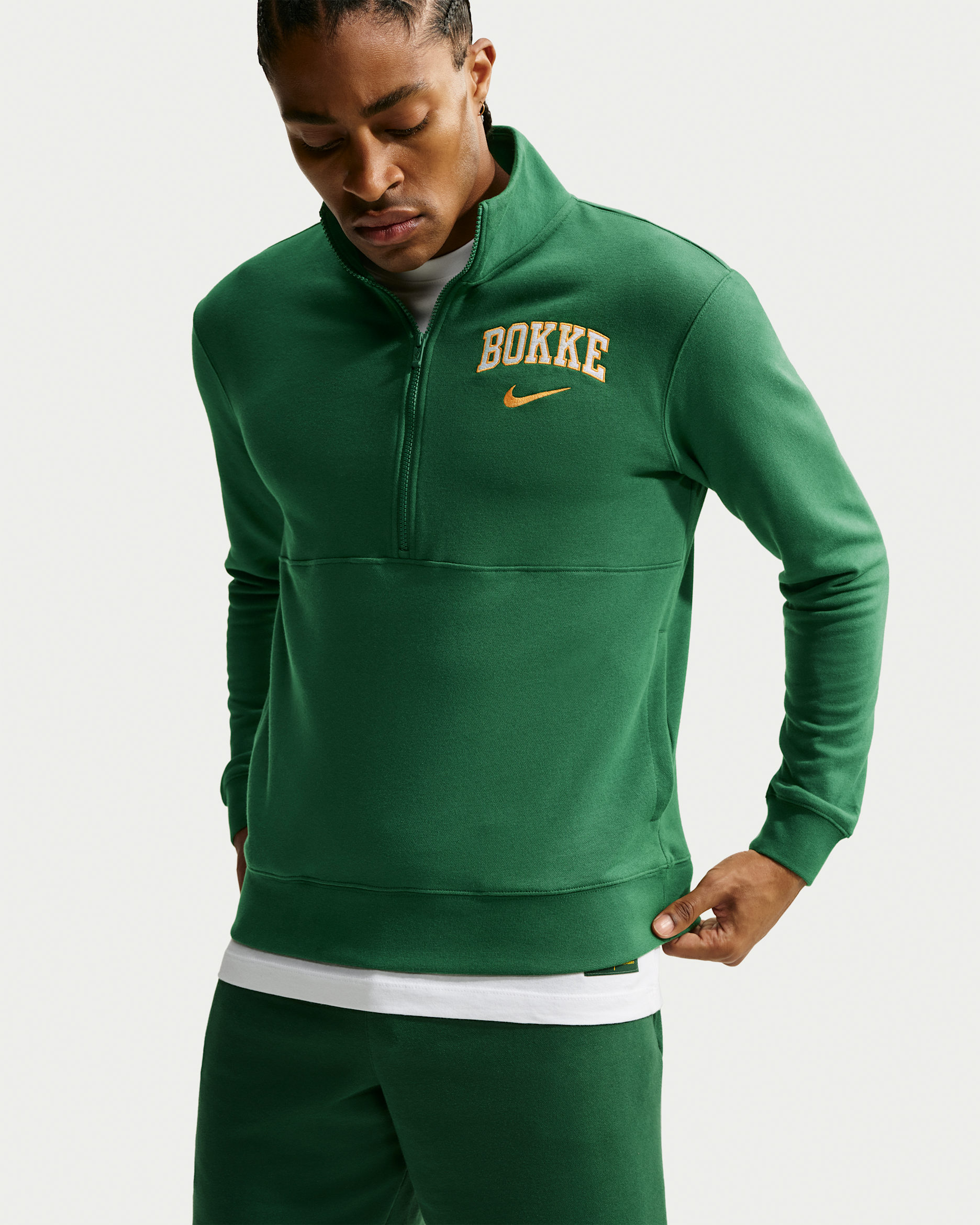 Springboks-sweater med 1/2 lynlås til mænd - Gorge Green/University Gold