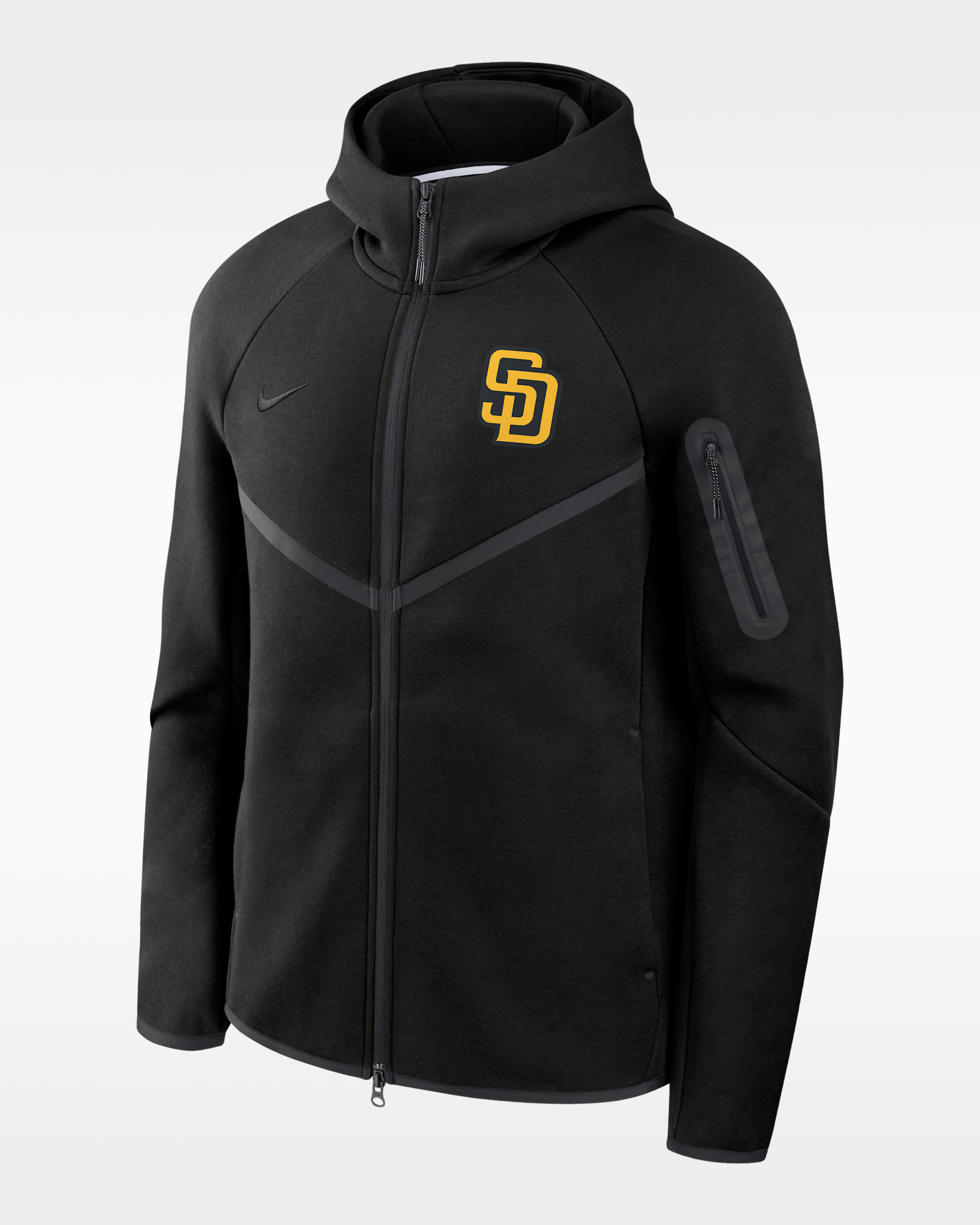 San Diego Padres Tech Fleece Windrunner Men's Nike MLB Full-Zip Hooded Jacket - Black