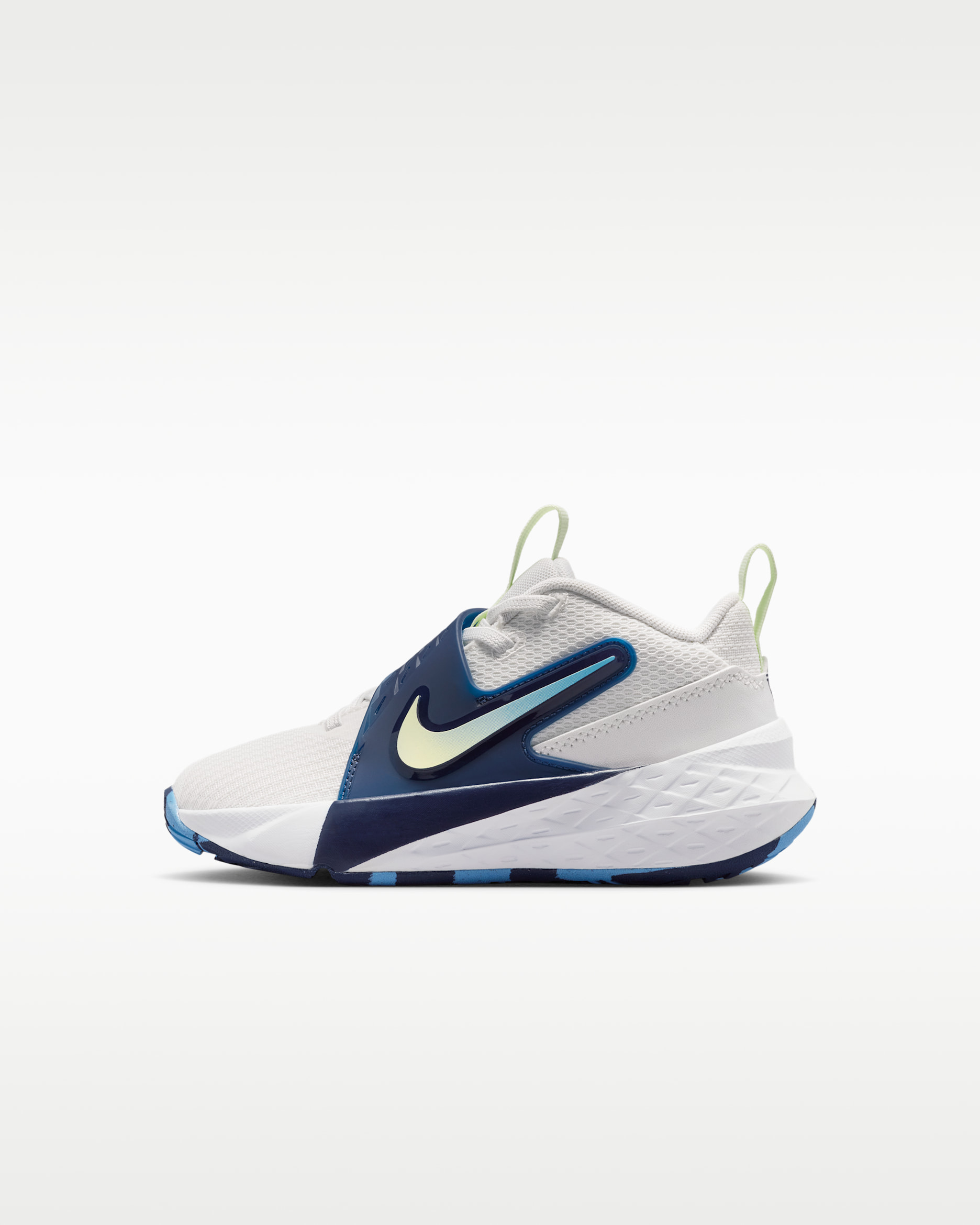 Nike Team Hustle D 12 Küçük Çocuk Ayakkabısı - Summit White/Midnight Navy/University Blue/Volt Tint