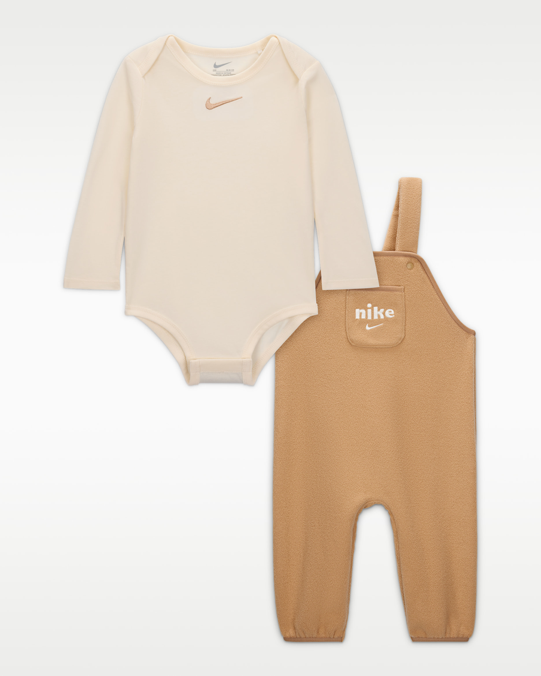 Nike Baby (12-24M) Plush Fleece Overalls 2-Piece Set - Hemp