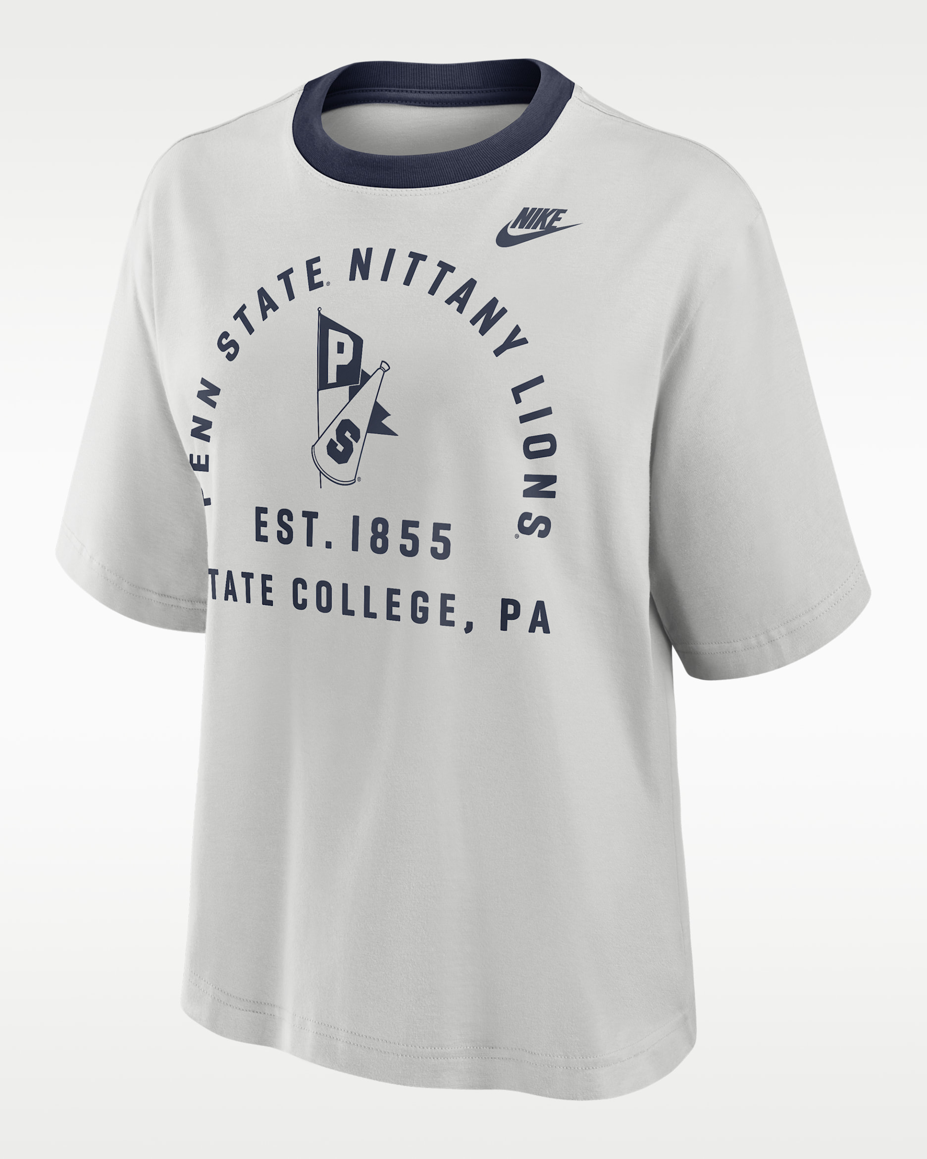 Penn State Legacy Arch Script Boxy Women's Nike College T-Shirt - Photon Dust