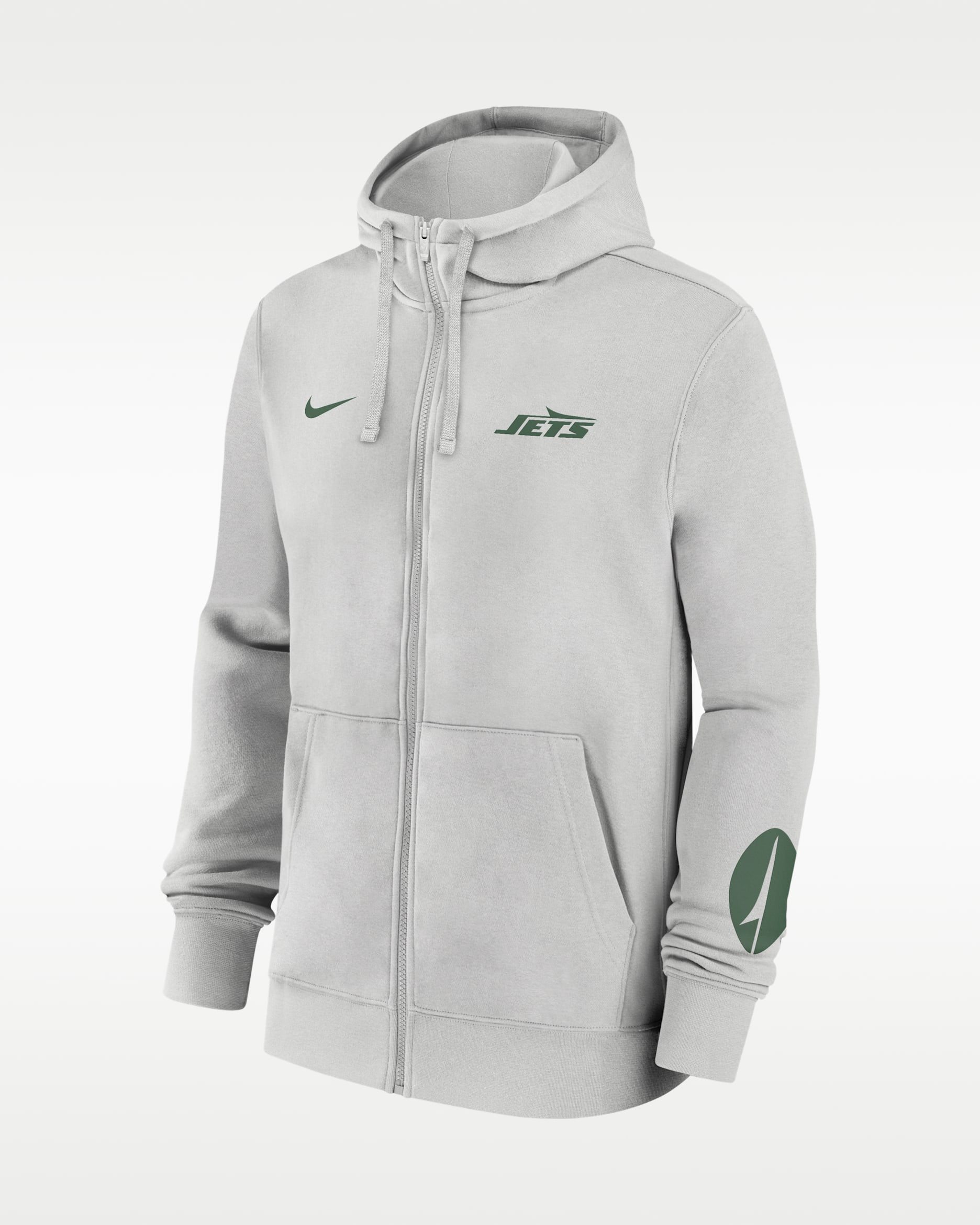 Sudadera con gorro Nike de la NFL de cierre completo para hombre New York Jets Club - Gris