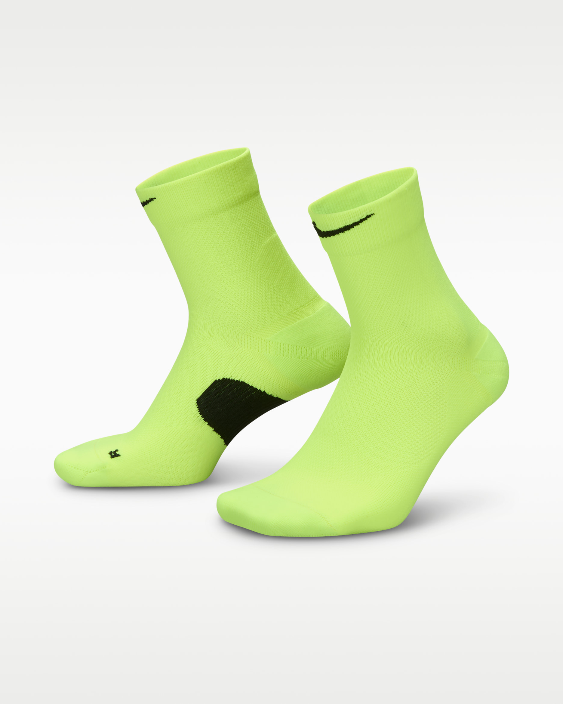Nike Running Midweight Micro Crew Socks (1 Pair) - Volt/Black/Black