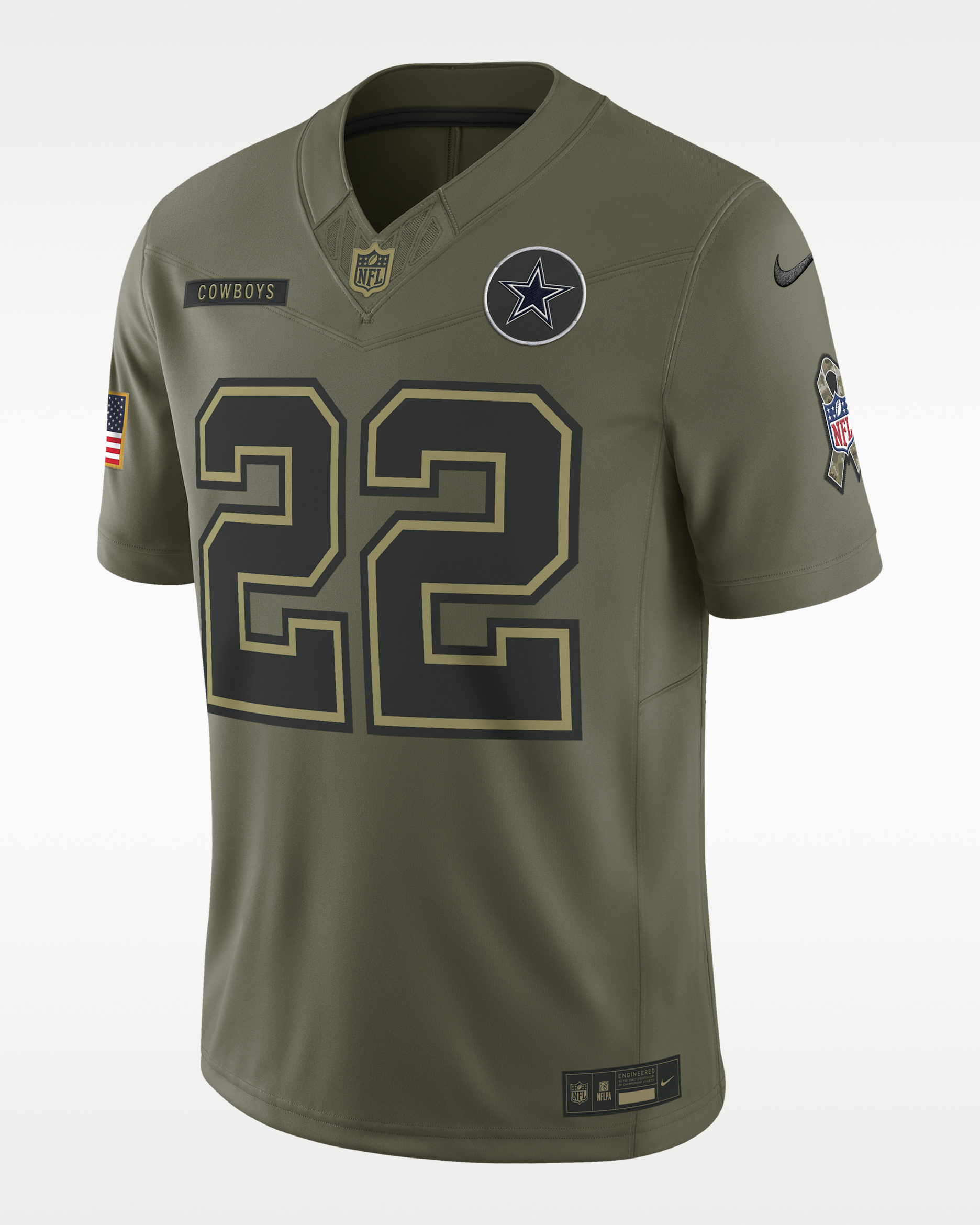 Emmitt Smith Dallas Cowboys Salute to Service Retired Men's Nike Dri-FIT NFL Limited Jersey - Olive