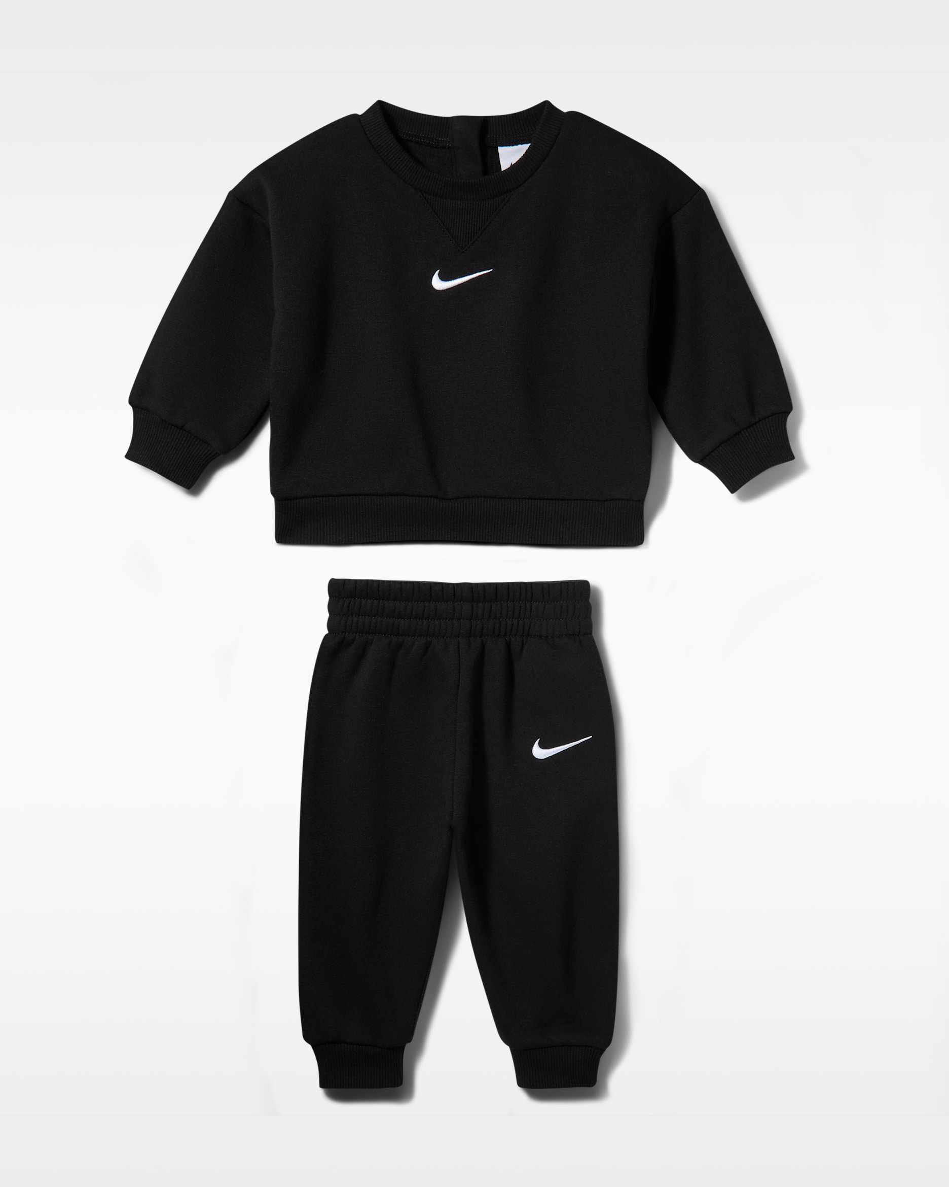 Σετ φλις δύο τεμαχίων με μπλούζα crew Nike Essential για βρέφη (0-9M) - Μαύρο