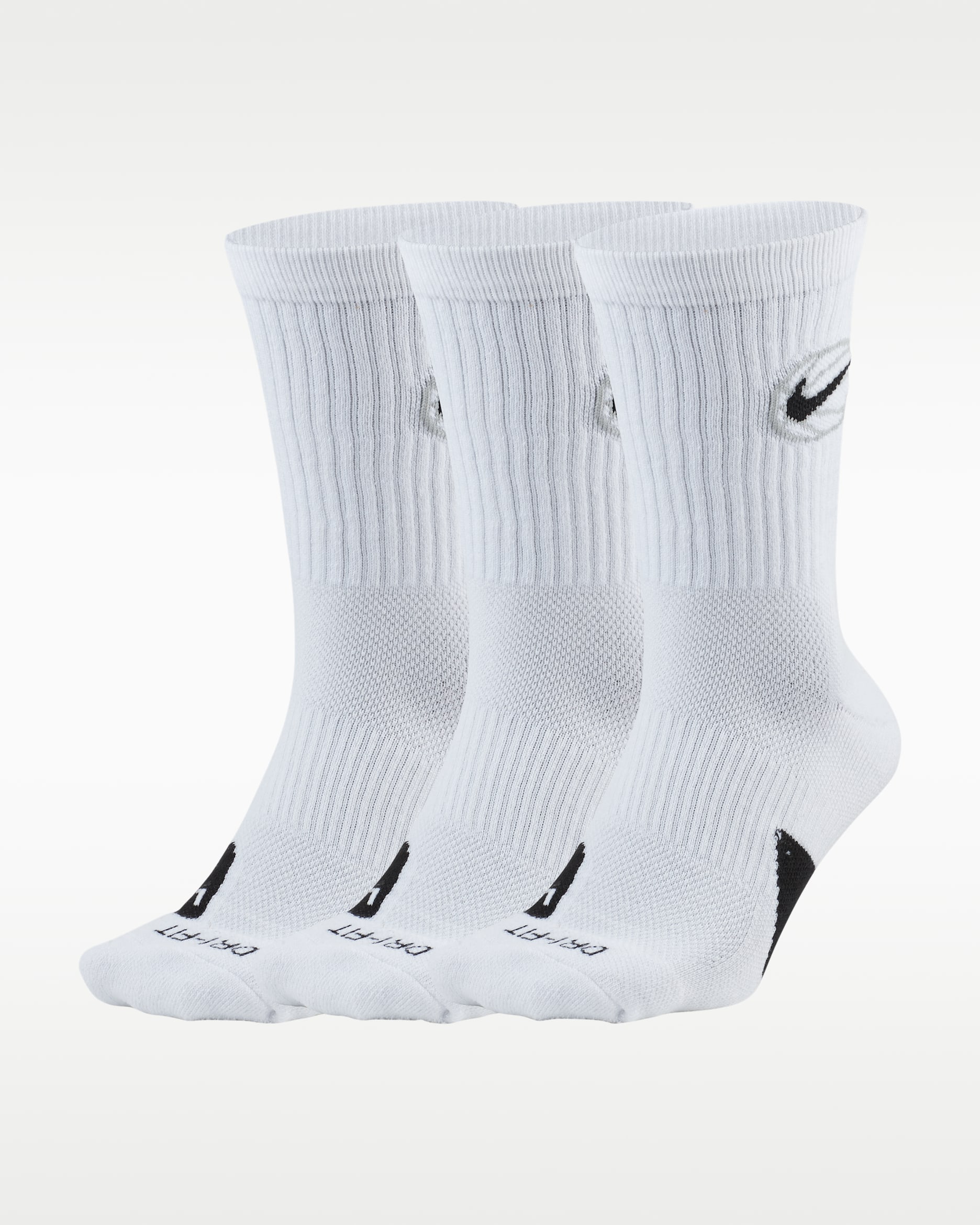 Nike Everyday Crew Basketballsocken (3 Paar) - Weiß/Schwarz