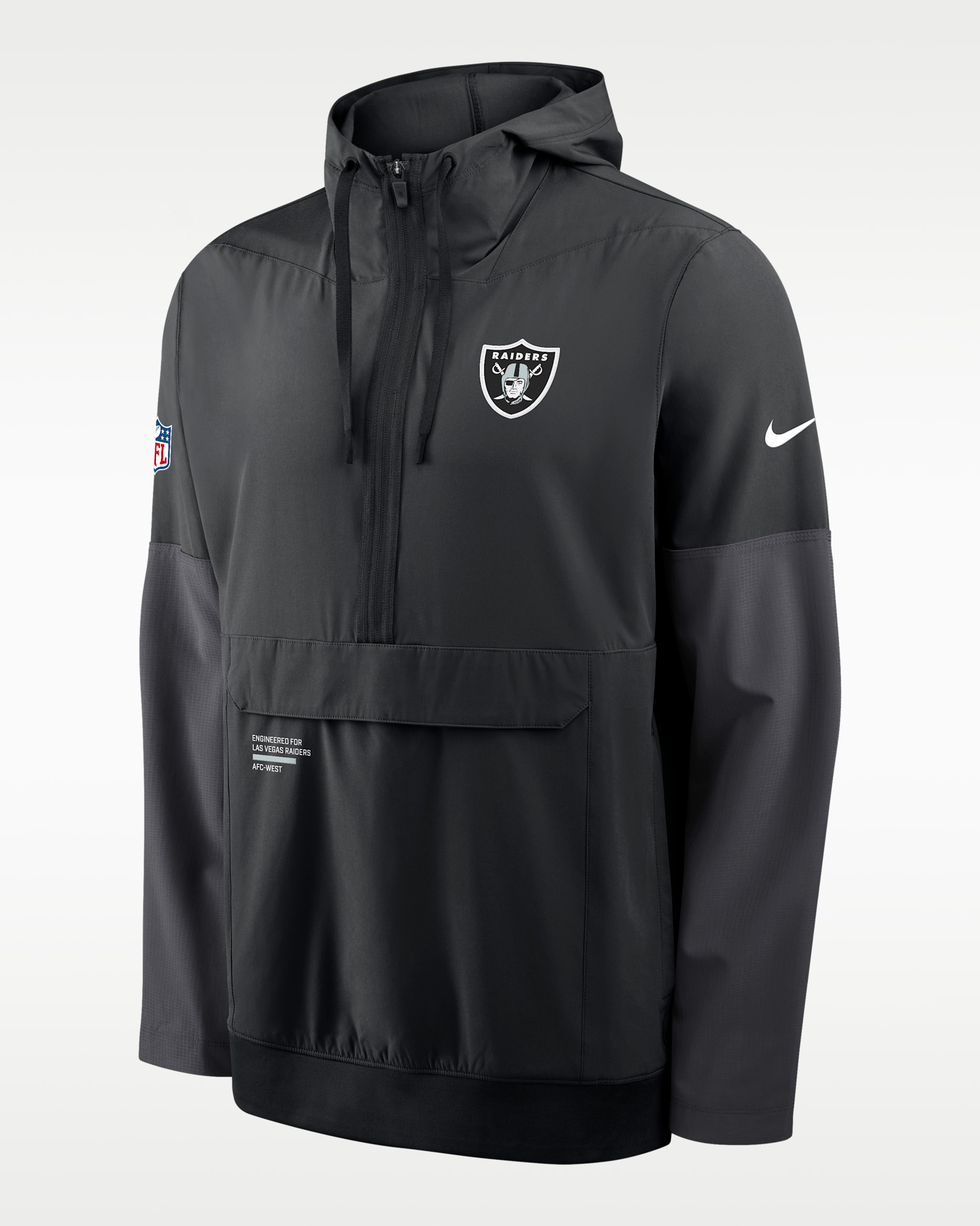 Las Vegas Raiders Well Rounded Anorak Men's Nike NFL 1/2-Zip Hooded Jacket - Black