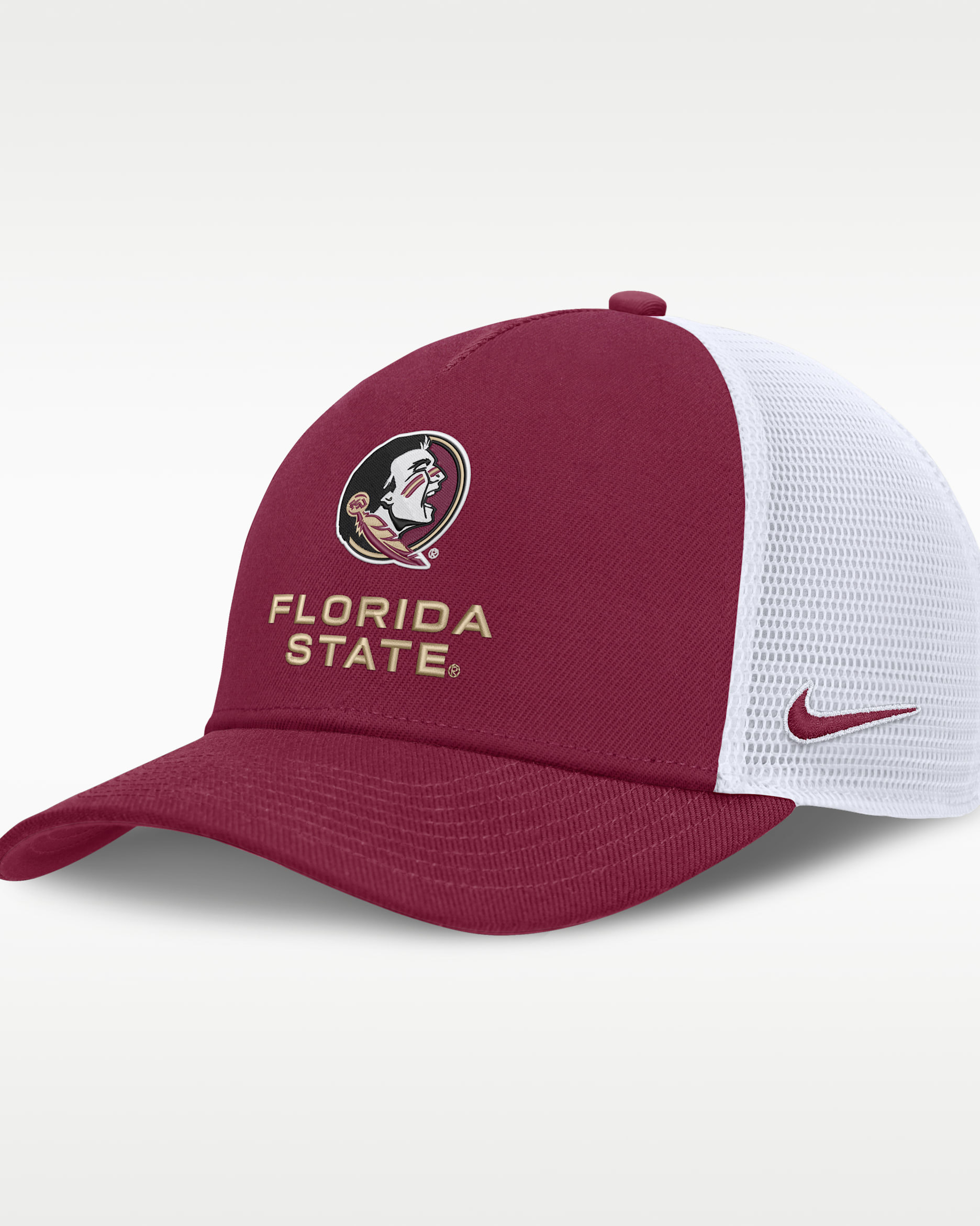 Florida State Sideline Rise Gameday Men's Nike College Trucker Adjustable Hat - Team Maroon/White