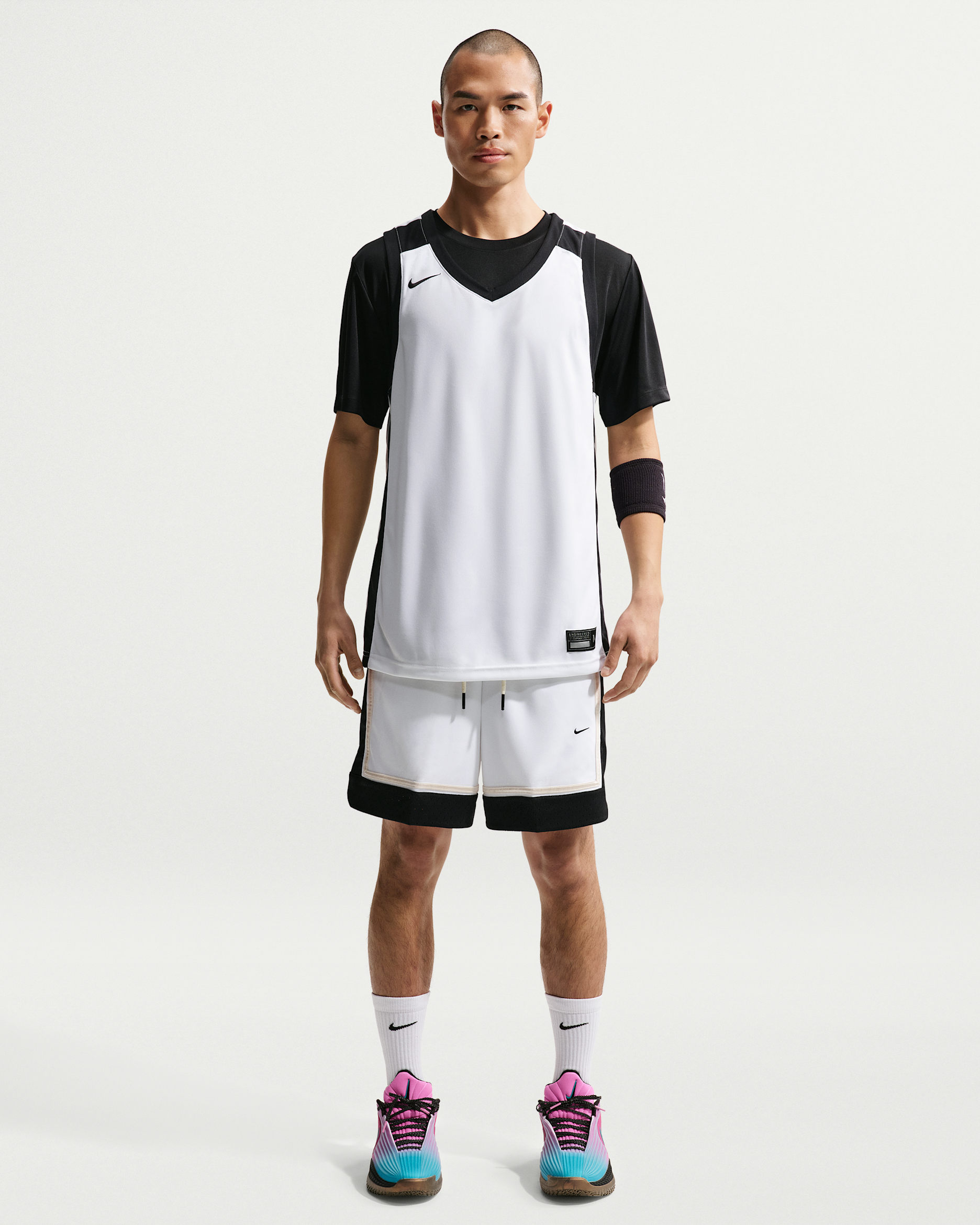 나이키 스탠다드 이슈 남성 드라이 핏 6인치 농구 쇼츠 - 화이트/블랙/페일 아이보리/블랙