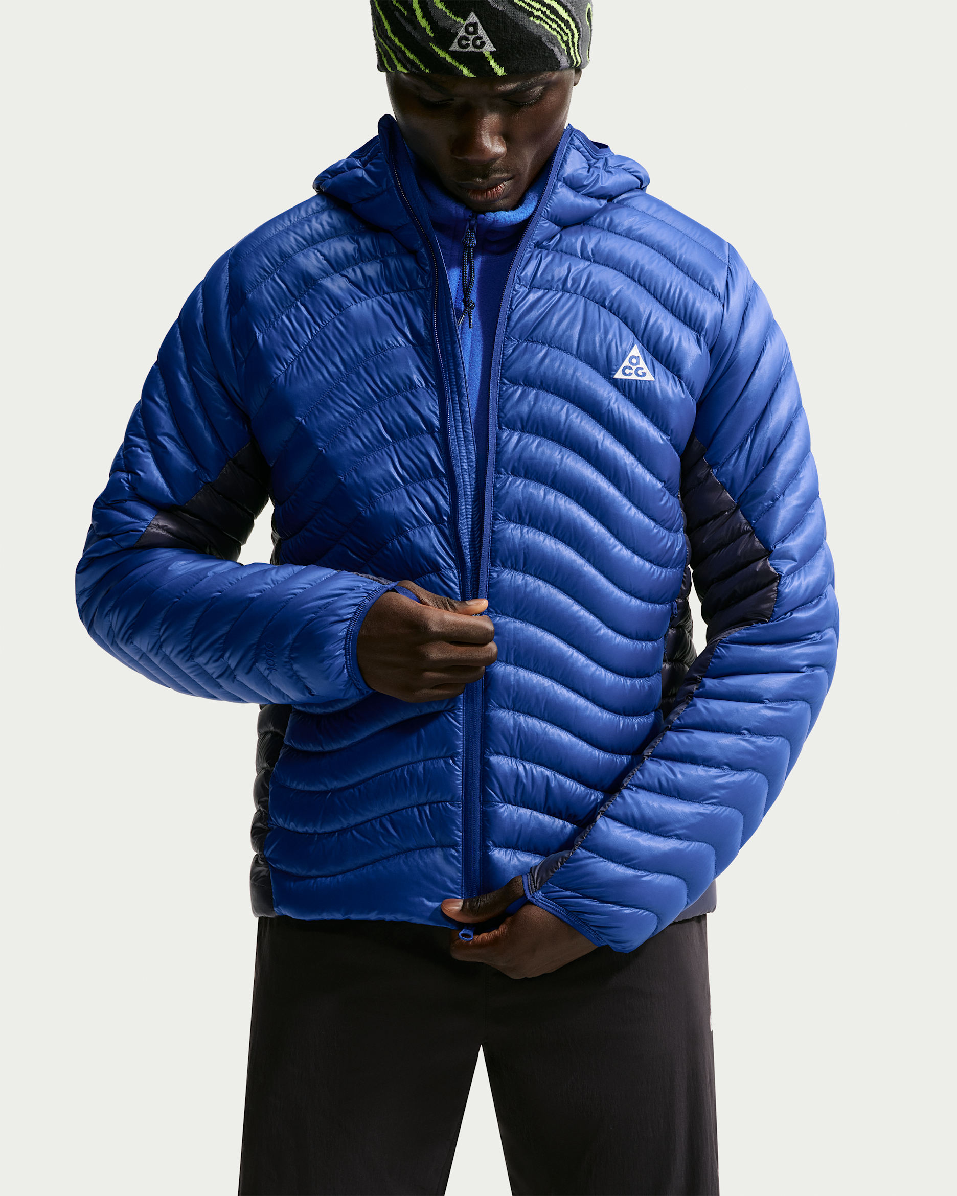 ACG Lava Flow Men's Therma-FIT ADV Ultralight Down Jacket - Old Royal/Gridiron/Game Royal/Summit White